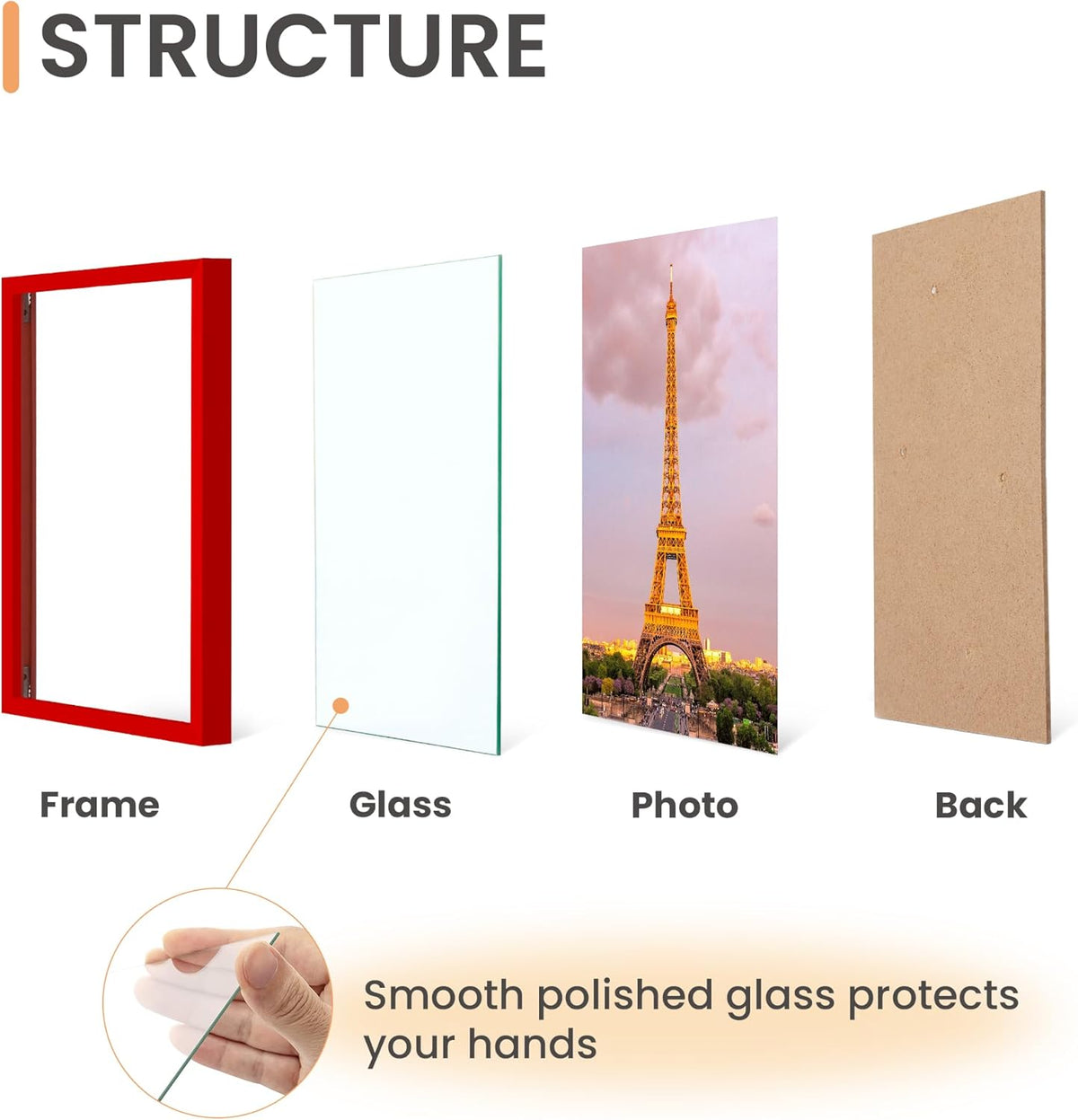 upsimples 5x7 Picture Frame Set of 3, Made of High Definition Glass for 5 x 7, Wall and Tabletop