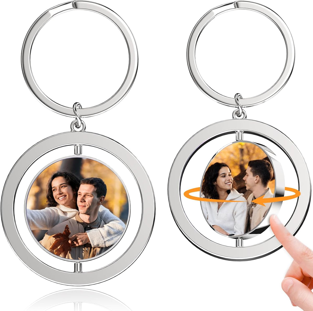 Personalized Custom Keychain with Picture - Turnable Double Sided Colorful Photo Key chains