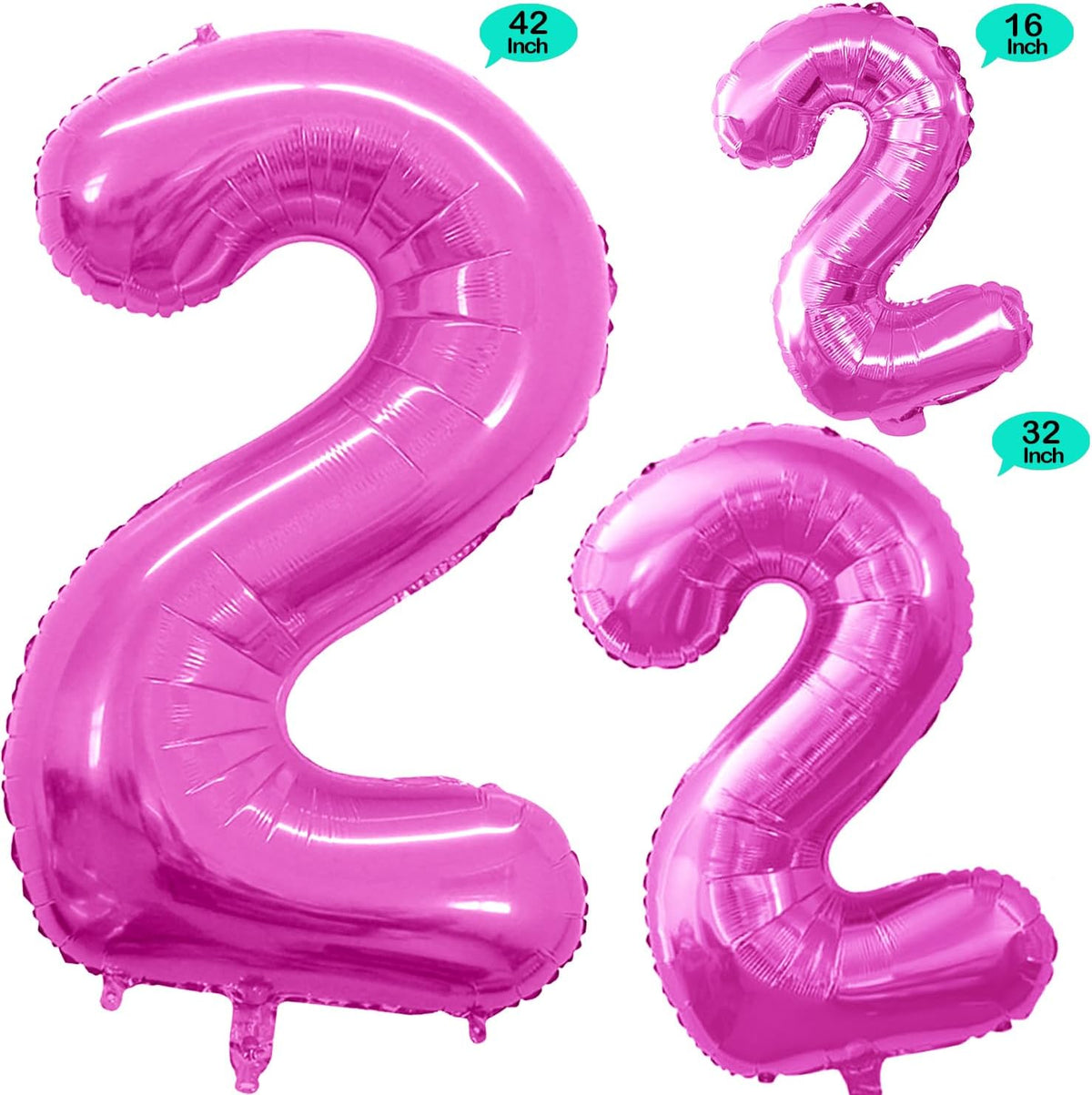 GOER Pink Foil Balloons Number 2,Huge Number Balloons for 2nd 22nd Birthday Party Supplies