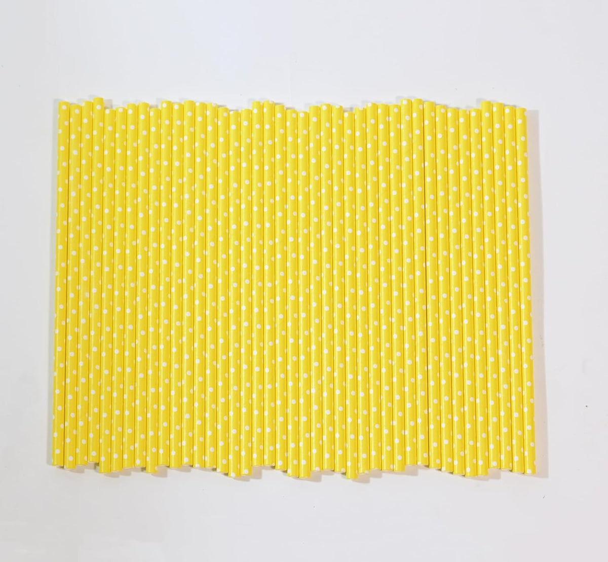 GLUJASBIO Cute Paper Straws Drinking - Pastel Yellow White Dots Paper Straws Bulk for Party, Baby