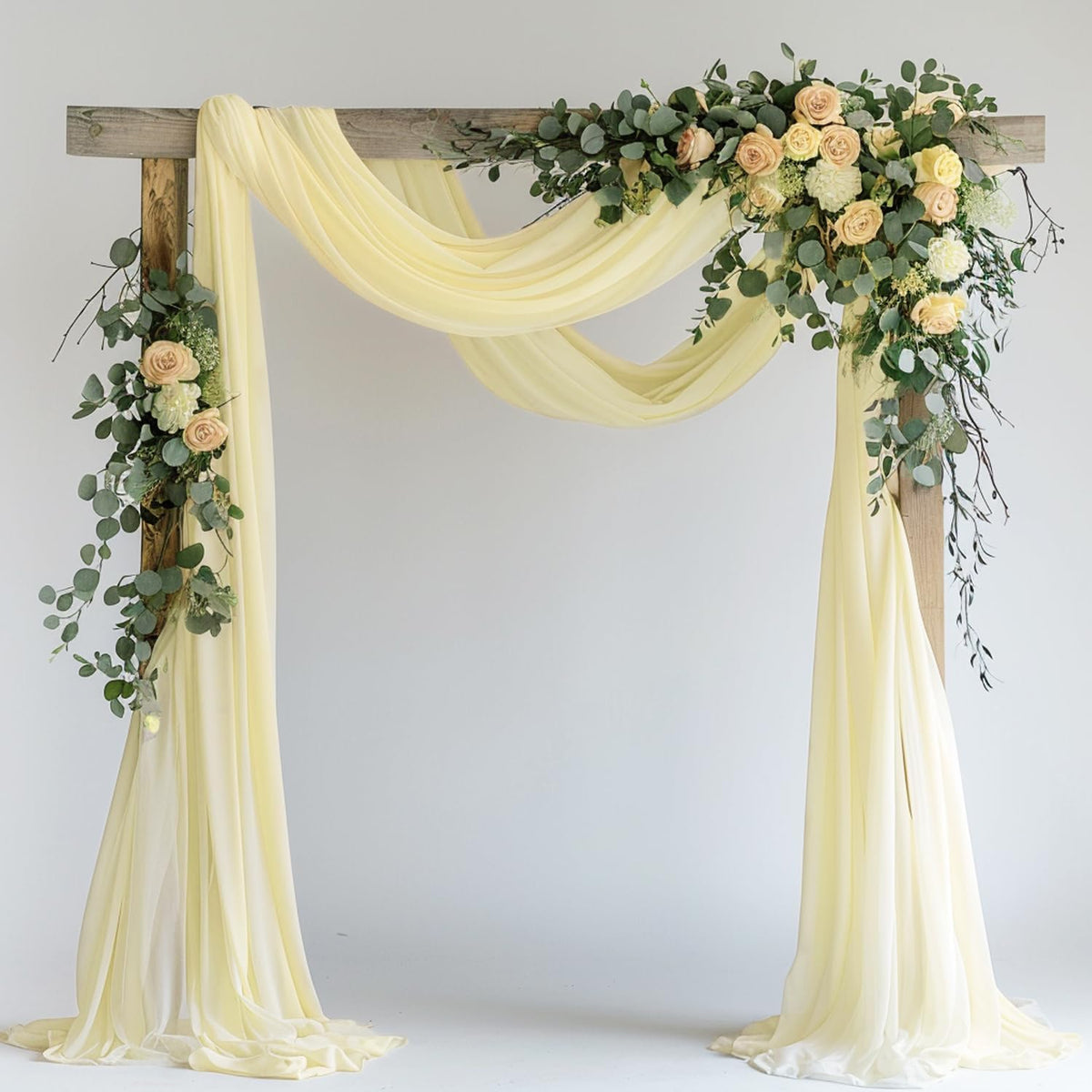 Wokceer Wedding Arch Draping Fabric 28.7" x 20FT Beige Sheer Drapes Backdrop for Wedding Ceremony