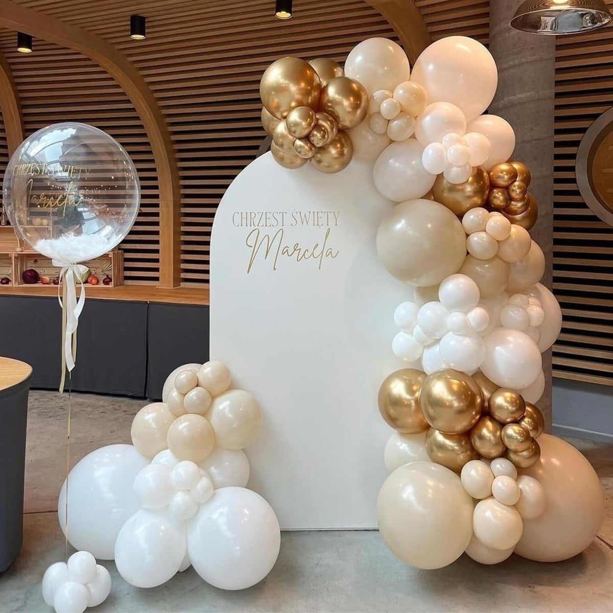 Beige White Gold Balloons, 60PCS Nude Metallic Champagne Gold Cream White Clear Balloon Ivory White
