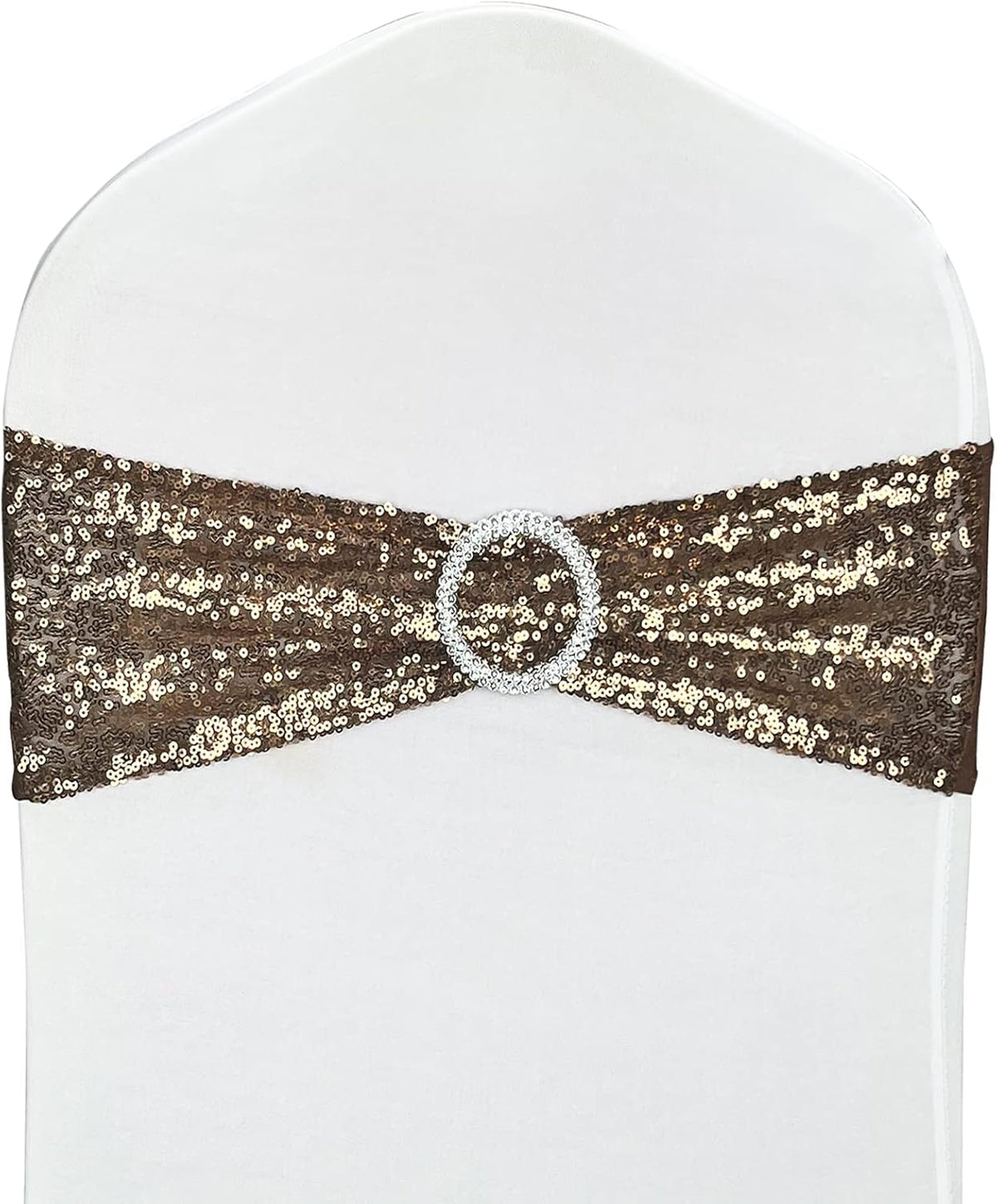 25 Pcs Chair Sashes Sequin Stretch Chair Bands Spandex Polyester Bows for Party Hotel Wedding