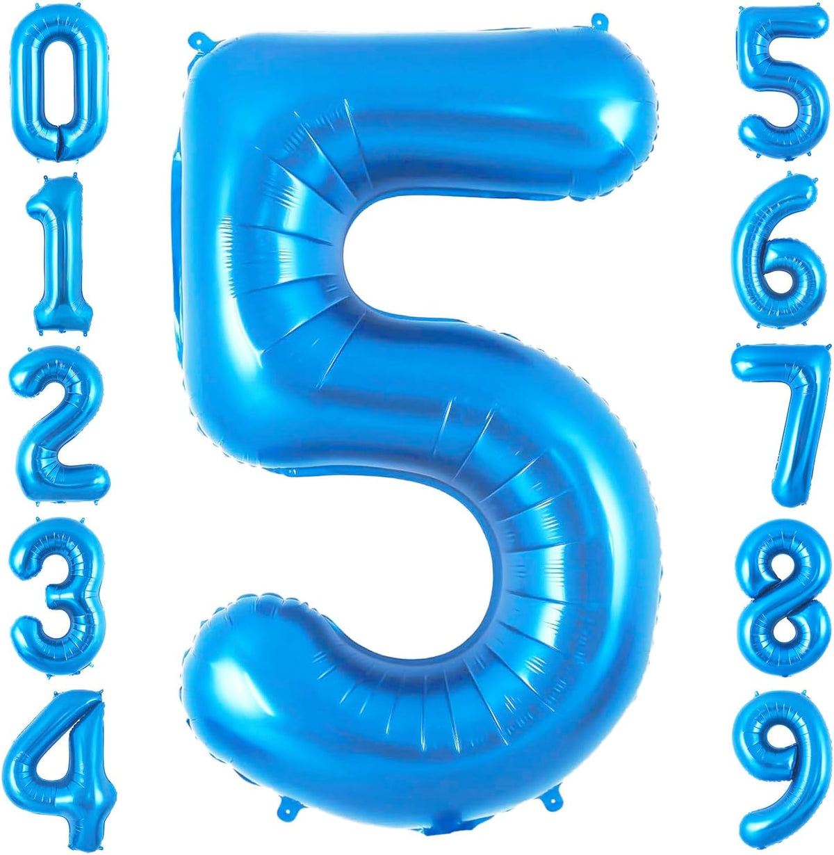 Blue 5 Balloon Number,40 Inch Number 5 Balloon Big Blue 5 Foil Mylar Helium Balloon for Birthday