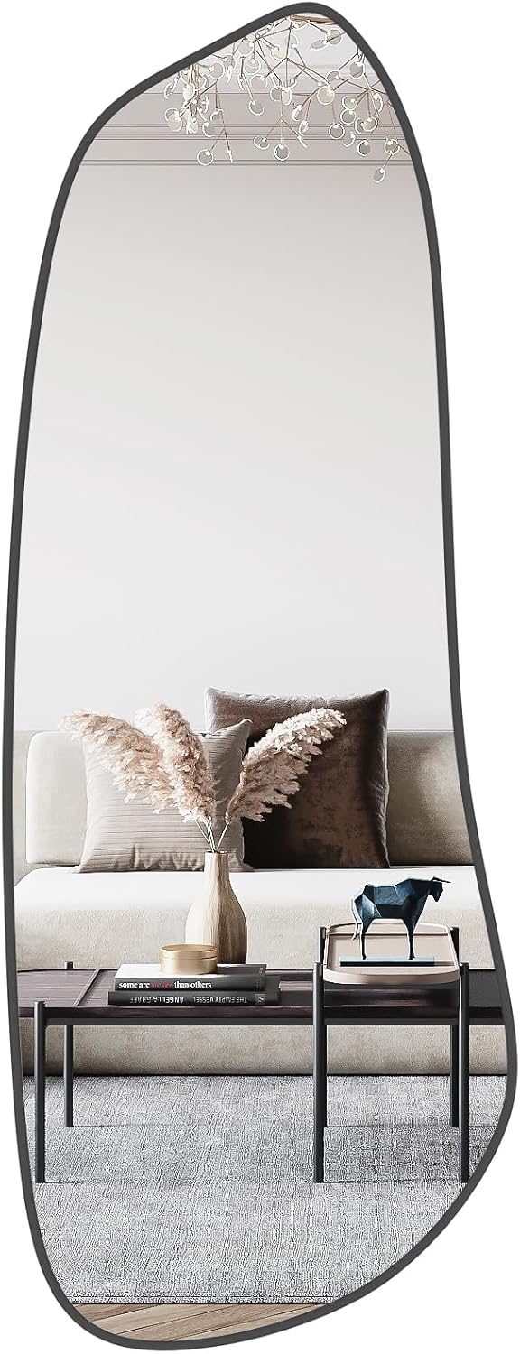 WallBeyond Irregular Wall Mirror, Asymmetrical Mirror Wall Mounted with Black Framed for Living