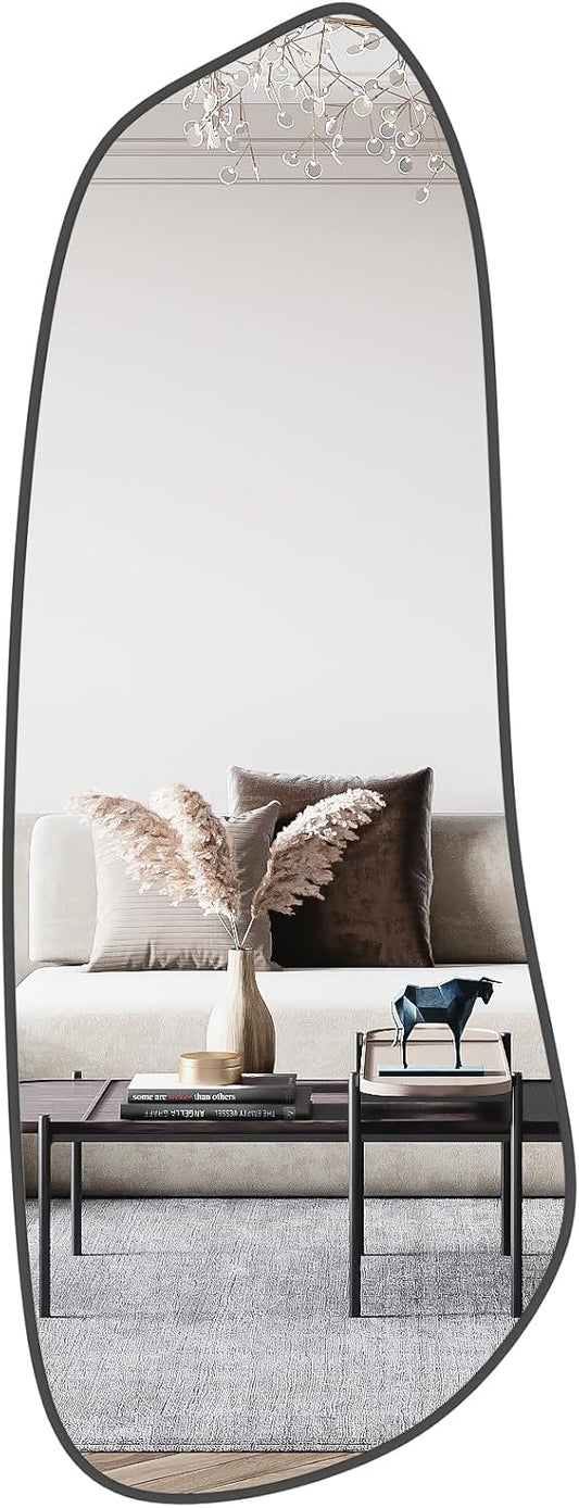 WallBeyond Irregular Wall Mirror, Asymmetrical Mirror Wall Mounted with Black Framed for Living
