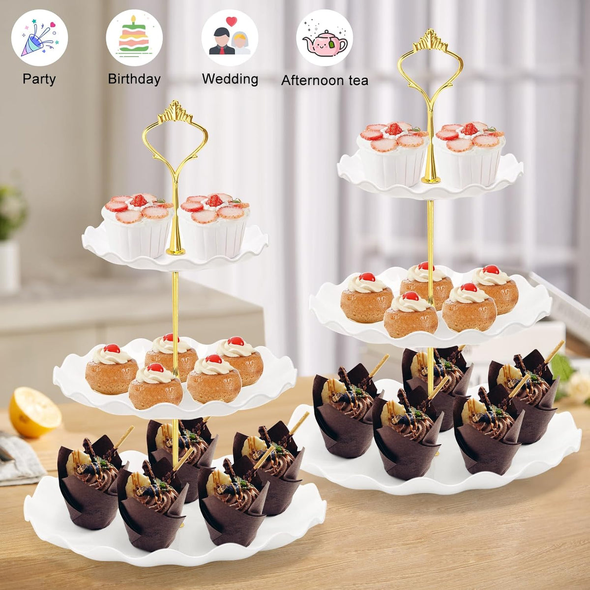 Coitak 3 Tier Cupcake Stand, Plastic Tiered Serving Stand, Dessert Tower Tray for Tea Party, Baby