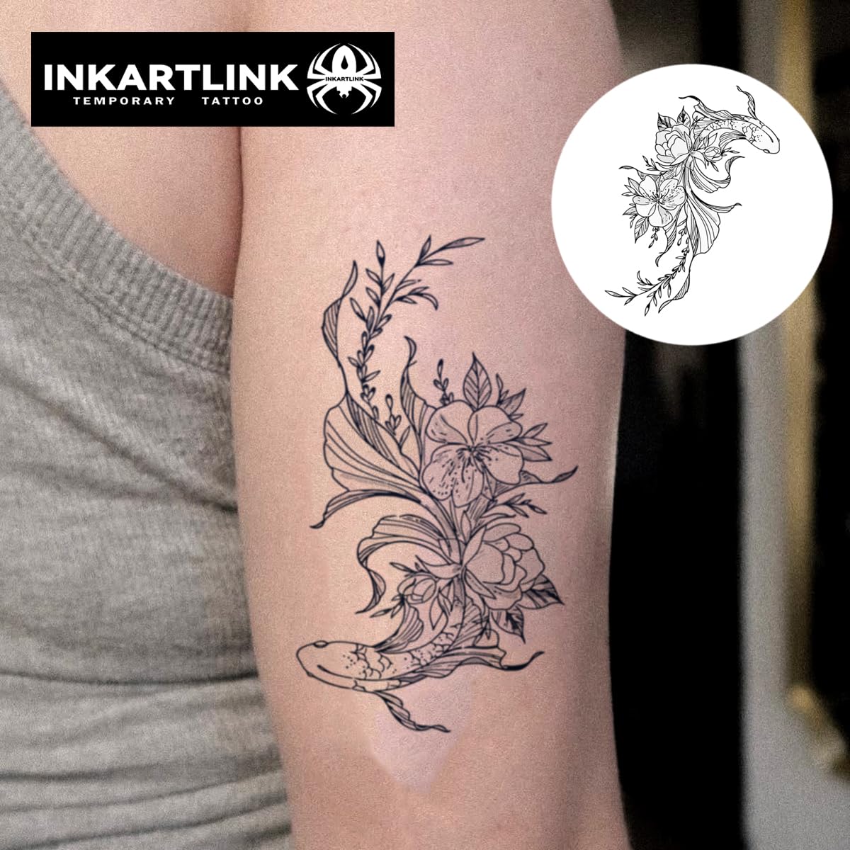 INKARTLINK Tattoo Tech, 2 Sheets Medium Semi Permanent Tattoo, Adult Art Design Temporary Tattoos