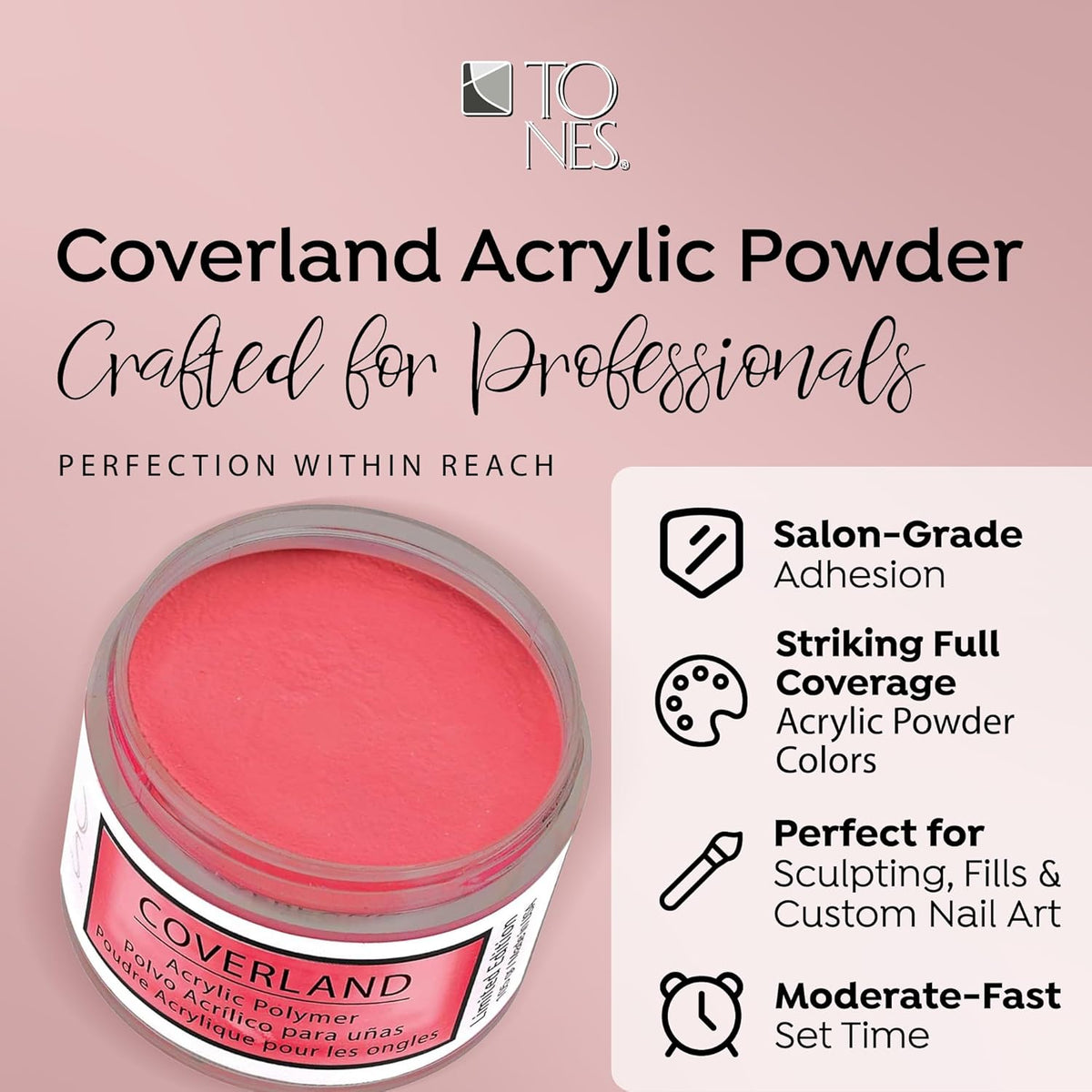 Tones Coverland Acrylic Nail Powder "Hibiscus Flame" - Limited Edition Acrylic Powder for Nail