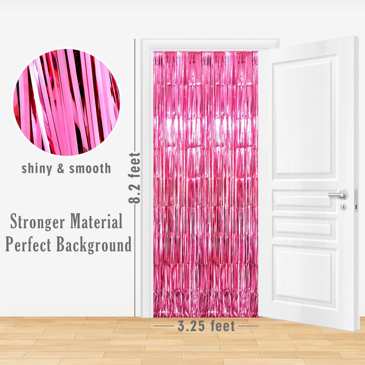 GOER 6.4 ft x 8.2 ft Metallic Tinsel Foil Fringe Curtains,Pack of 2 Party Streamer Backdrop for