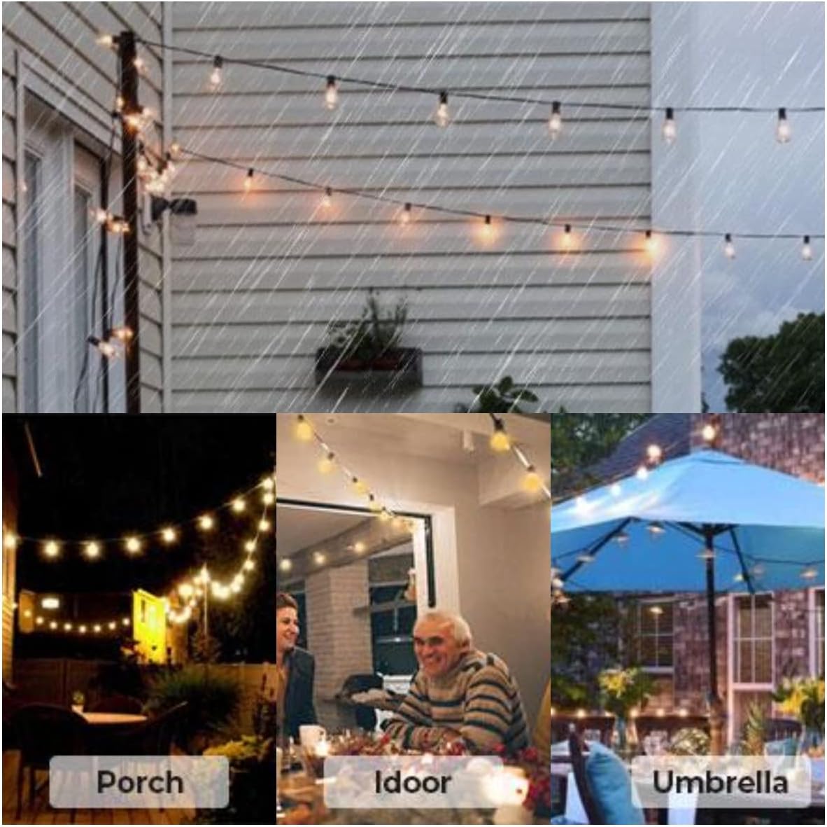 Outdoor String Lights, 25FT Patio Lights with 13 Shatterproof G40 Globe Bulb(1 Spare), Waterproof