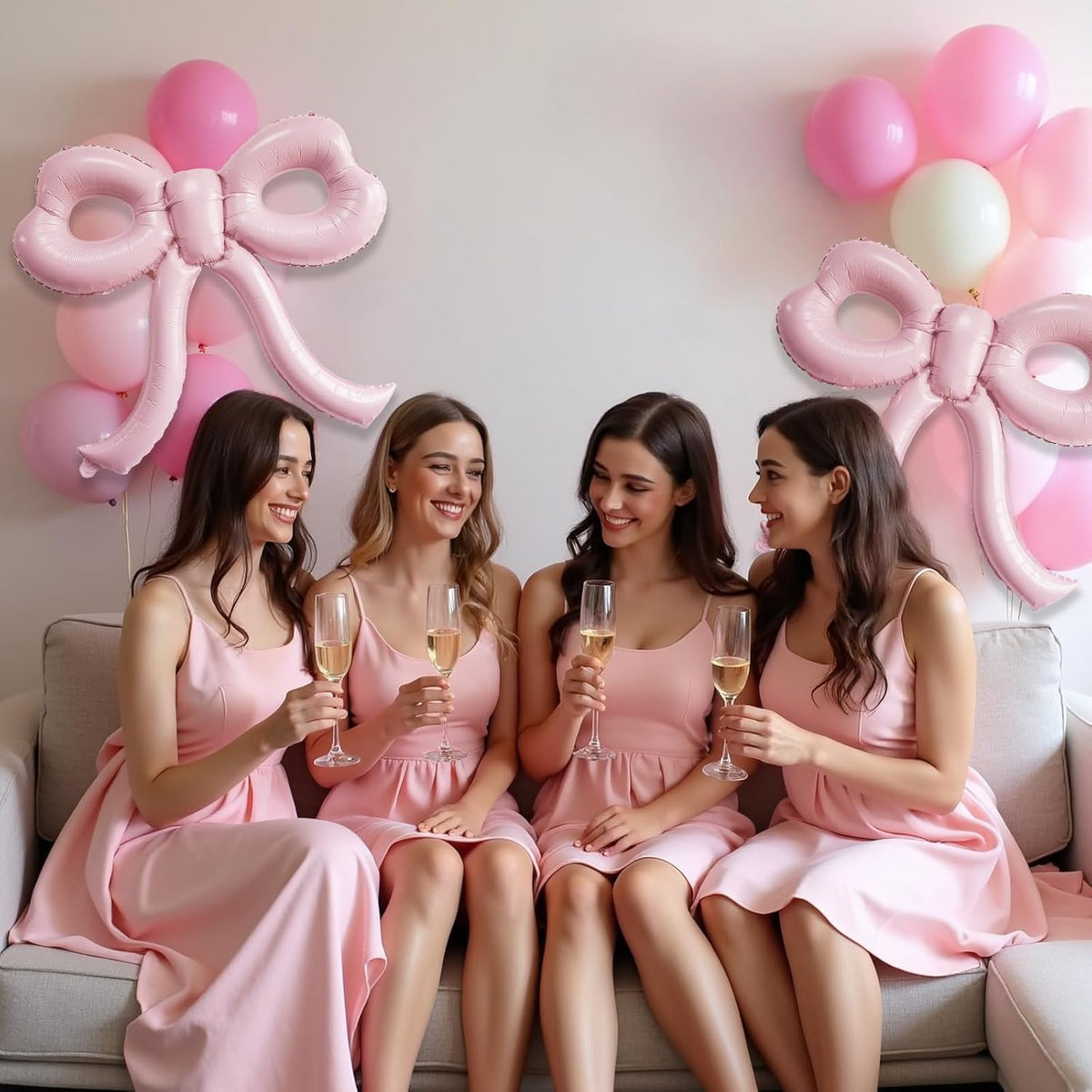 4 Pcs Light Pink Bow Balloons Bow Party Decorations for Girl Women Bow Birthday Decorations Giant