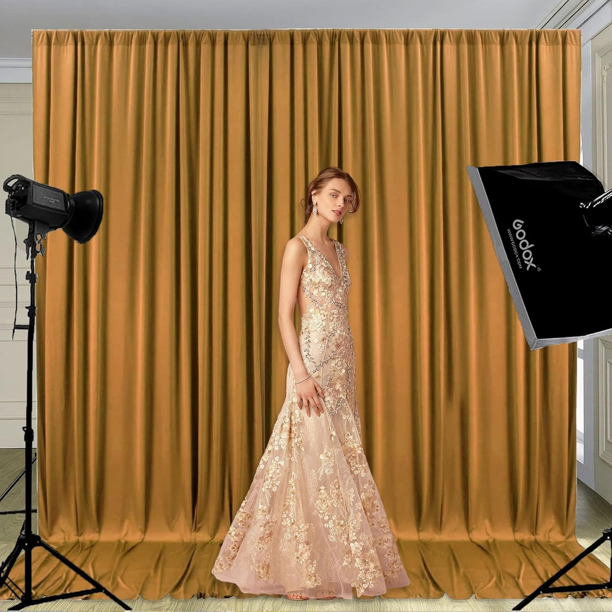 10 x 10 Feet Brown Backdrop Curtain for Partie, Background Curtains for Photoshoot, Birthday