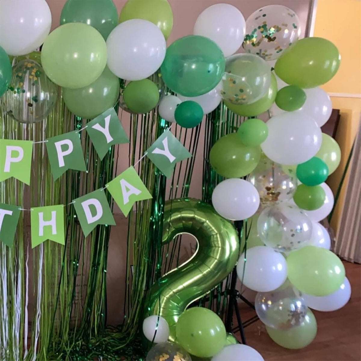 Green 2 Balloons, 40 Inch Giant Helium Foil Number 0-9 Green Birthday Balloon for Boys Girls, Self