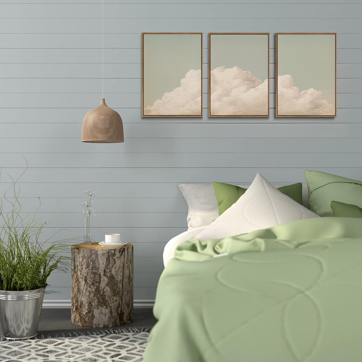 myusuar 3 Piece Large Modern Abstract Canvas Framed Wall Art For Living Room, Dearm Cloud