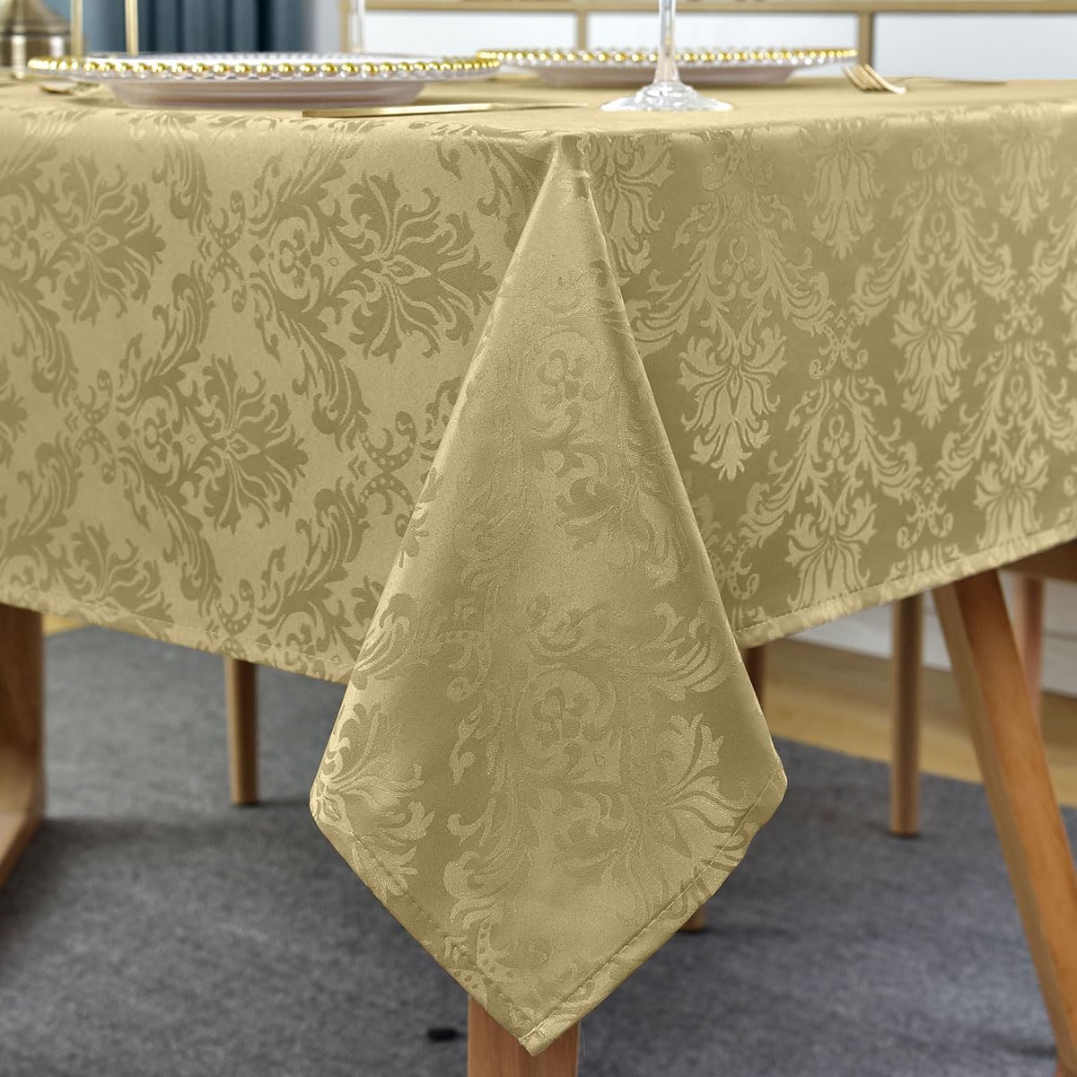 SASTYBALE Jacquard Tablecloth Rectangle 60 x 84 Inch, Spill Proof Wrinkle Free Damask Table Cloth