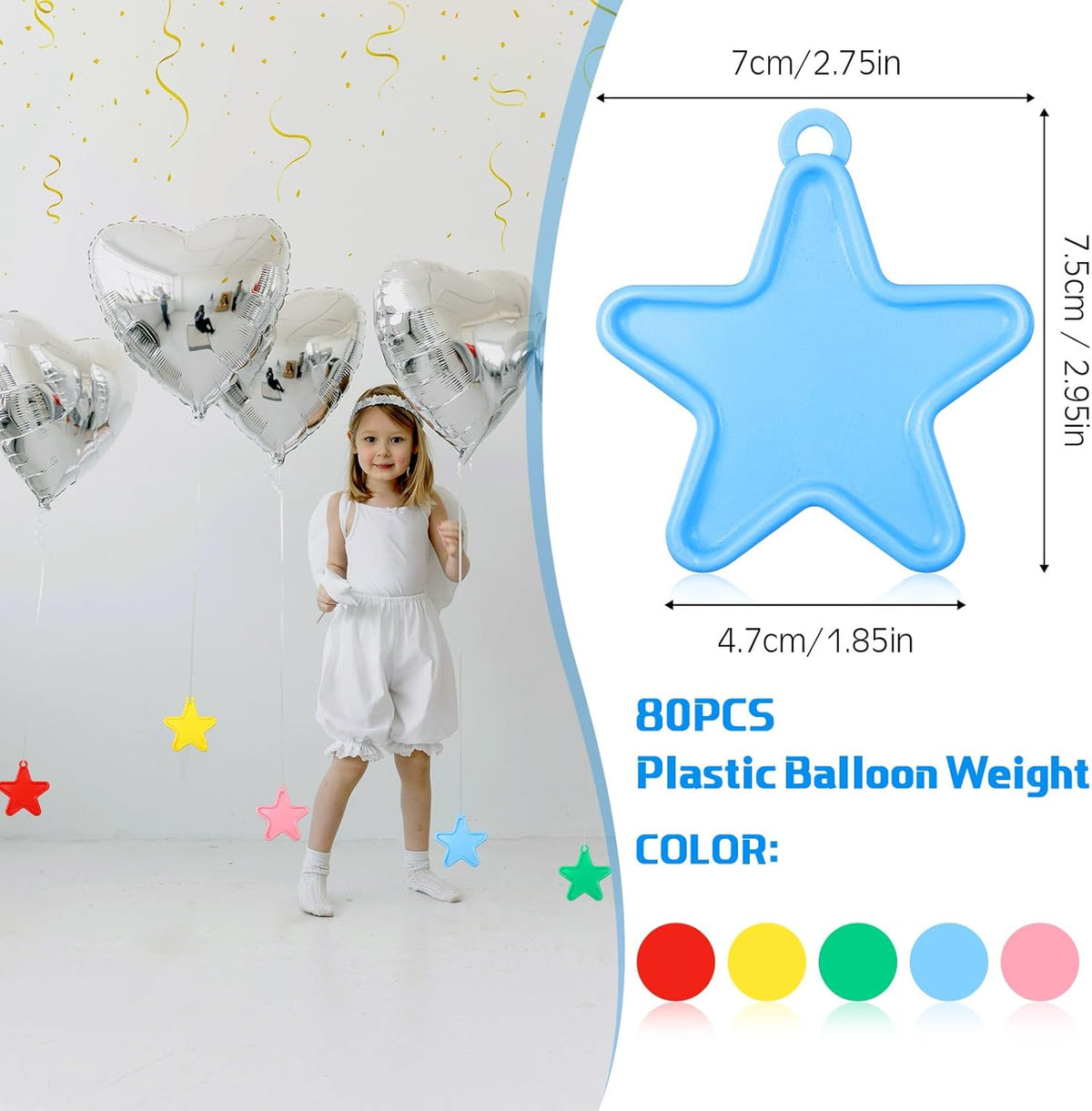 Lenwen 80 Pcs Balloon Weights Plastic Colorful Weights for Balloons for Birthday Party Decoration