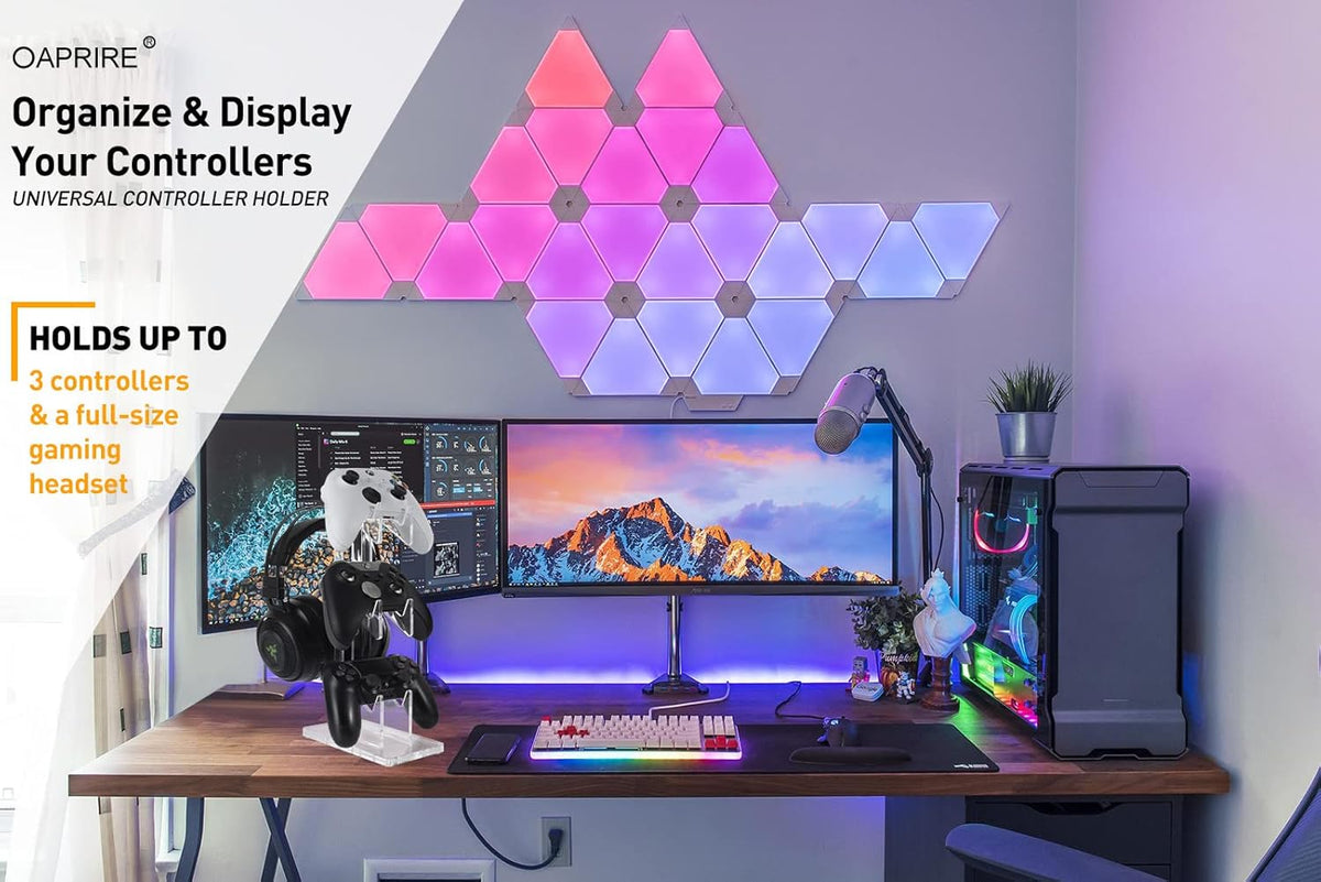 OAPRIRE Universal 3 Tier Controller Stand and Headset Stand for XBOX ONE X SWITCH PS4 PS5 PC