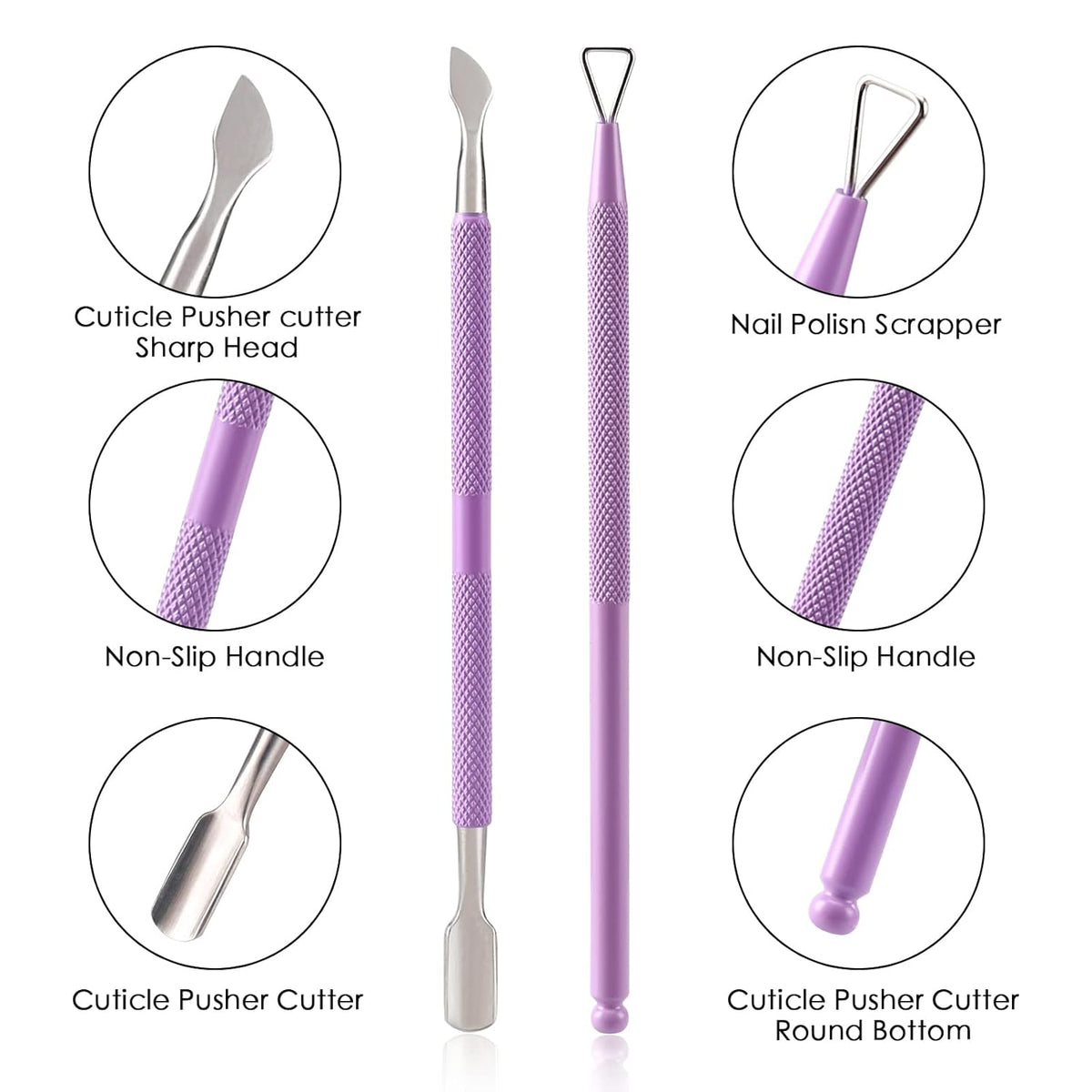 Cuticle Trimmer with Cuticle Pusher and Cutter-YINYIN Cuticle Nipper Professional Stainless Steel