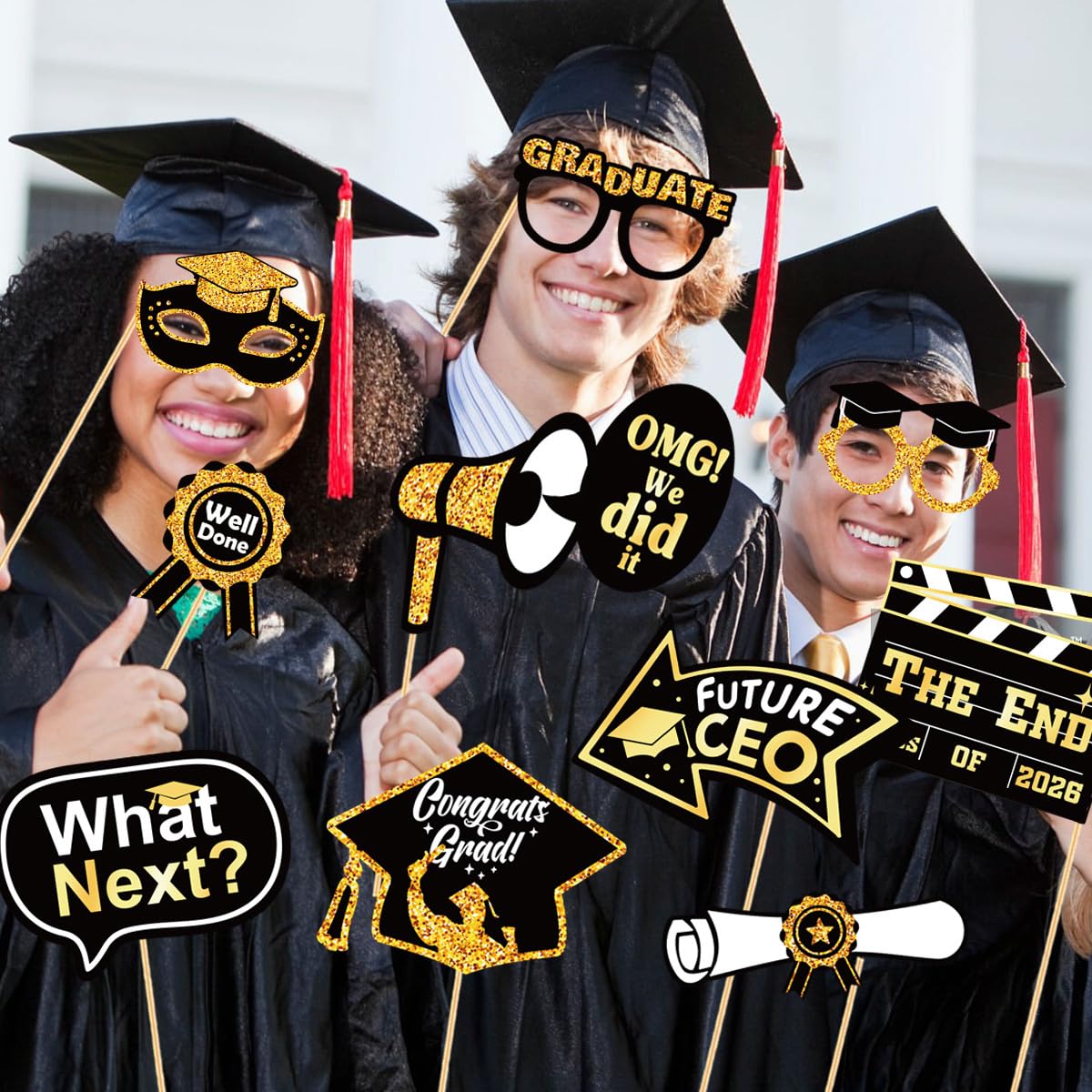 30Pcs Graduation Photo Booth Props Class of 2026 Graduation Decorations