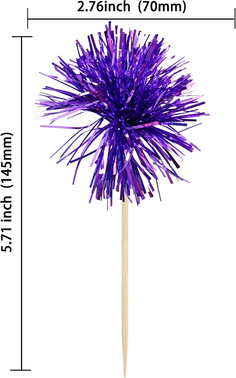 Gyufise 30Pcs Foil Firework Cupcake Toppers Sparkle Tinsel Cake Toppers Tinsel Drink Cake