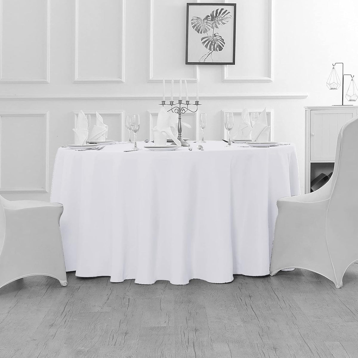 Fokitut 6 Pack Round Tablecloth, 132 Inch, Stain Resistant and Wrinkle Polyester Table Cloth