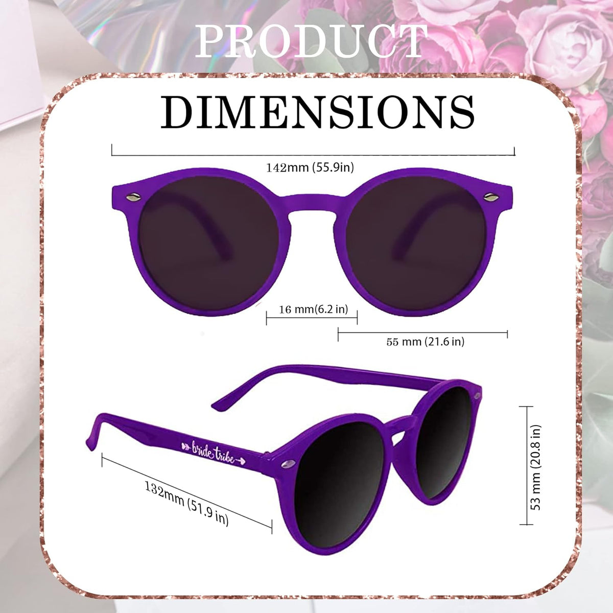 LADY&HOME Bachelorette Party Cat Eye Sunglasses - Bridesmaid & Bridal Shower Supplies, 10pcs Round