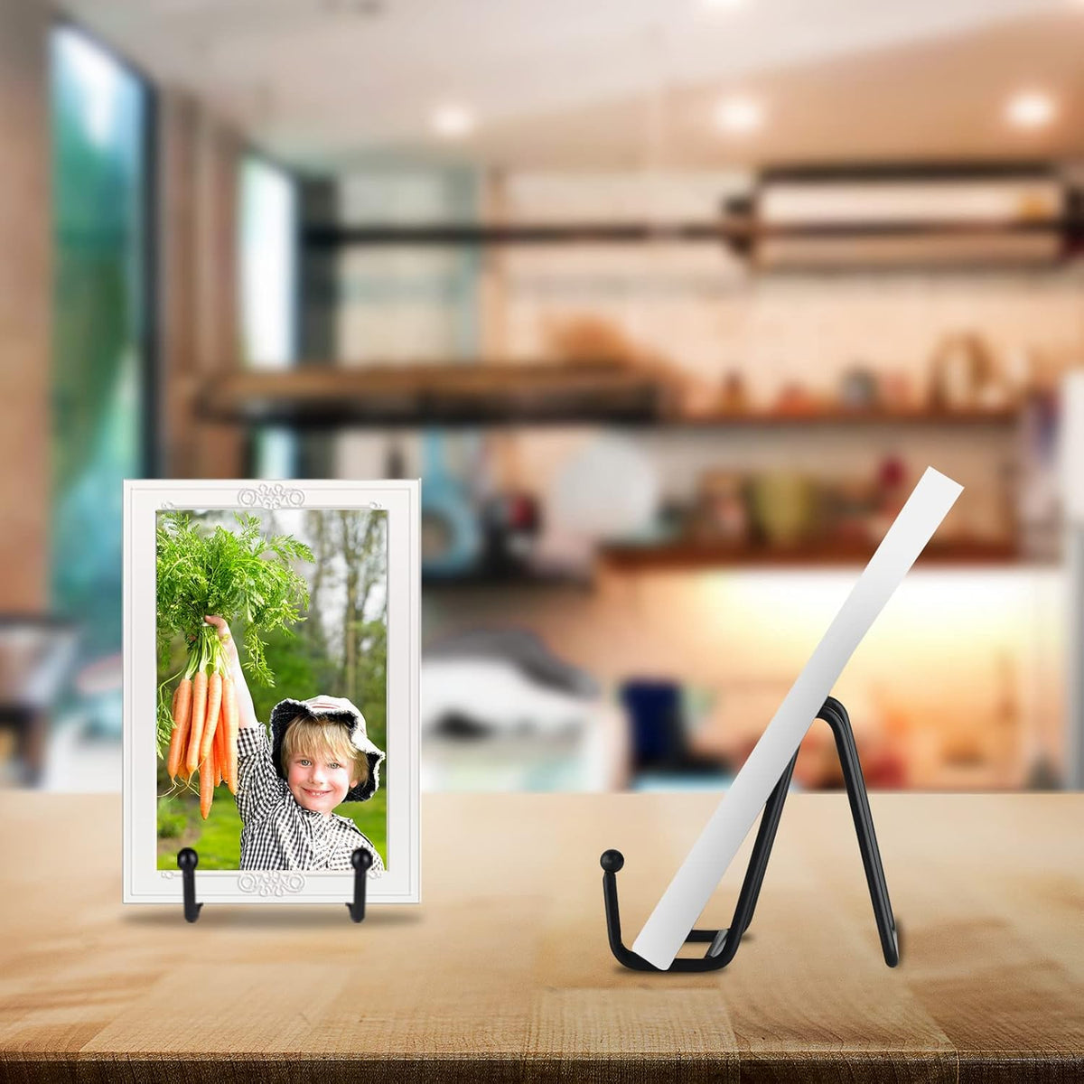 IBosins 5 Pack 3 Inch Small Plate Holder Display Stands, Mini Metal Black Frame Stand for Picture