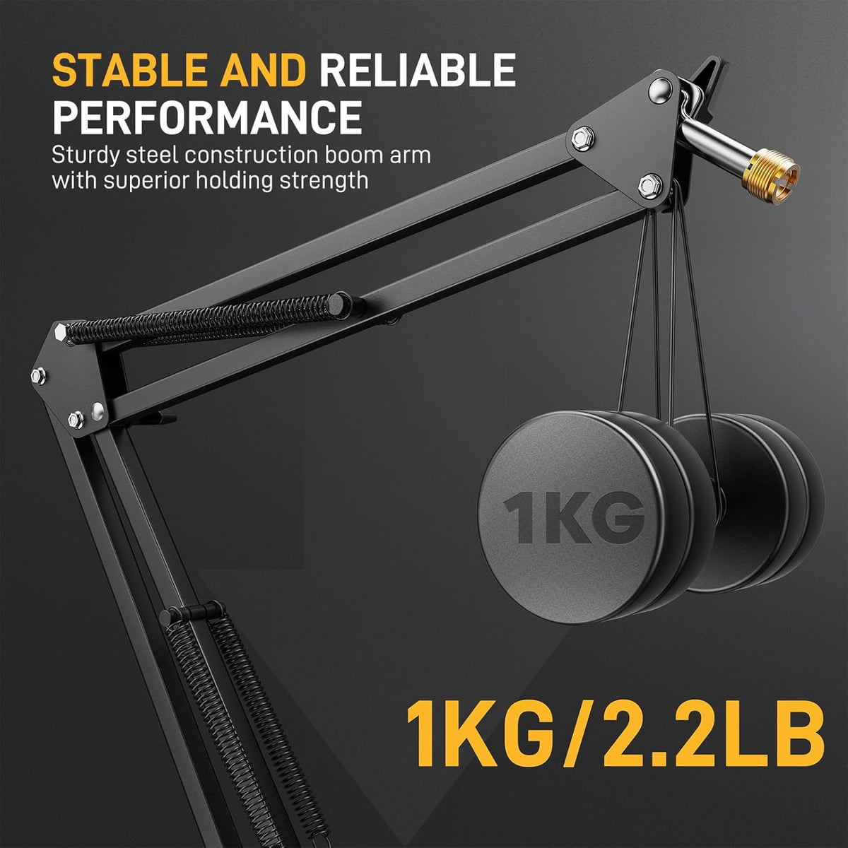 MAONO Boom Arm Microphone Stand: Adjustable Metal Suspension Mic Boom Arm for Podcast Gaming