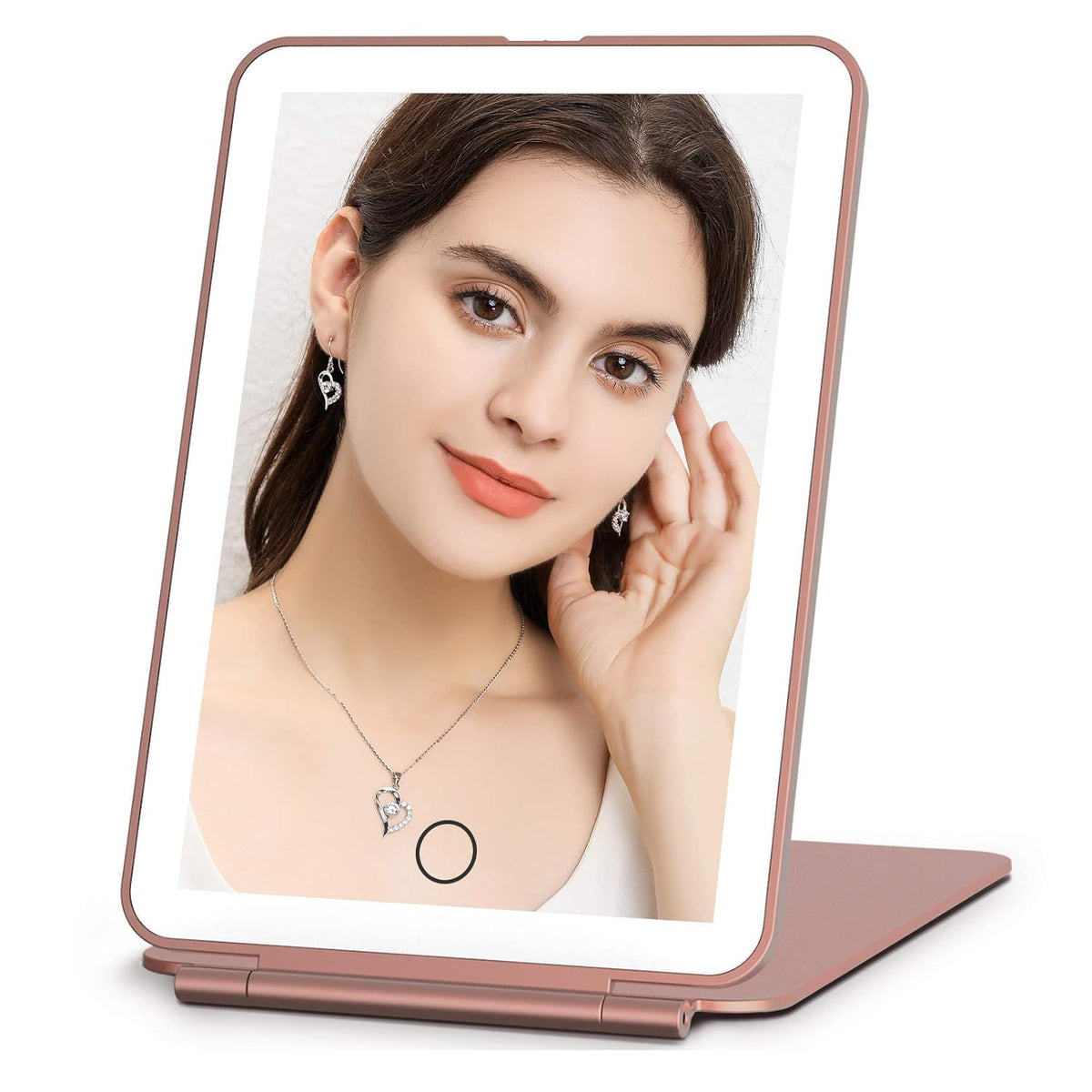 FUNTOUCH Rechargeable Travel Makeup Mirror with 72 Led Lights, Portable Lighted Beauty Mirror, 3