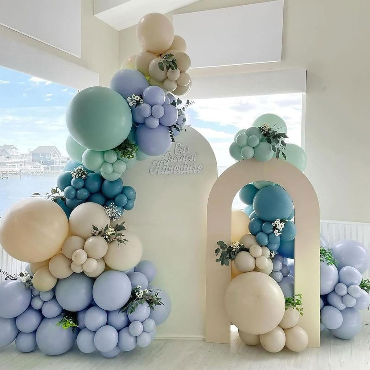 110pcs Dusty Blue Balloons 12 Inch Retro Blue Latex Balloon Garland Arch Kit for Birthday Baby