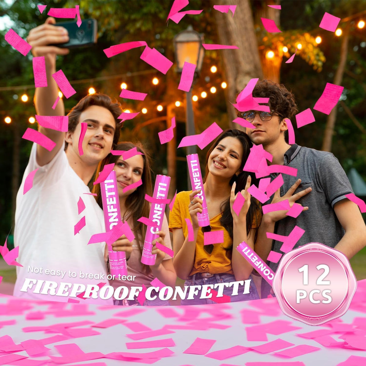 Confetti Cannon Pink Biodegradable Confetti Poppers 12Pack Party Poppers Confetti Shooters Pink