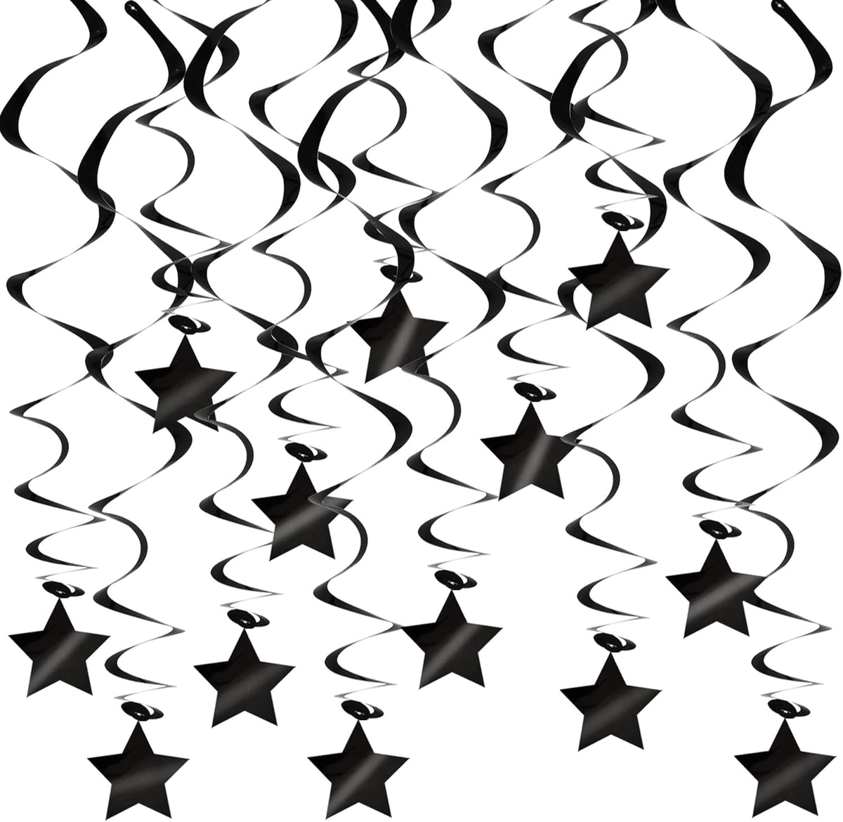 BEISHIDA Black Stars Hanging Swirls Bachelorette Graduation Hanging Ornament Decorations for