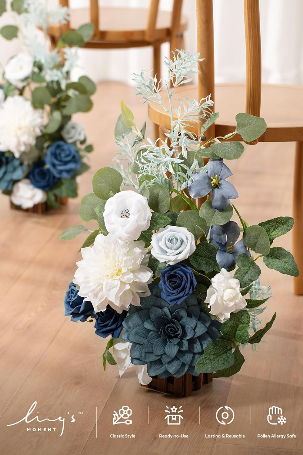 Ling's Moment 17.5" Tall Standing Artificial Flowers Arrangements 4 pcs Wedding Aisle Runner Chair