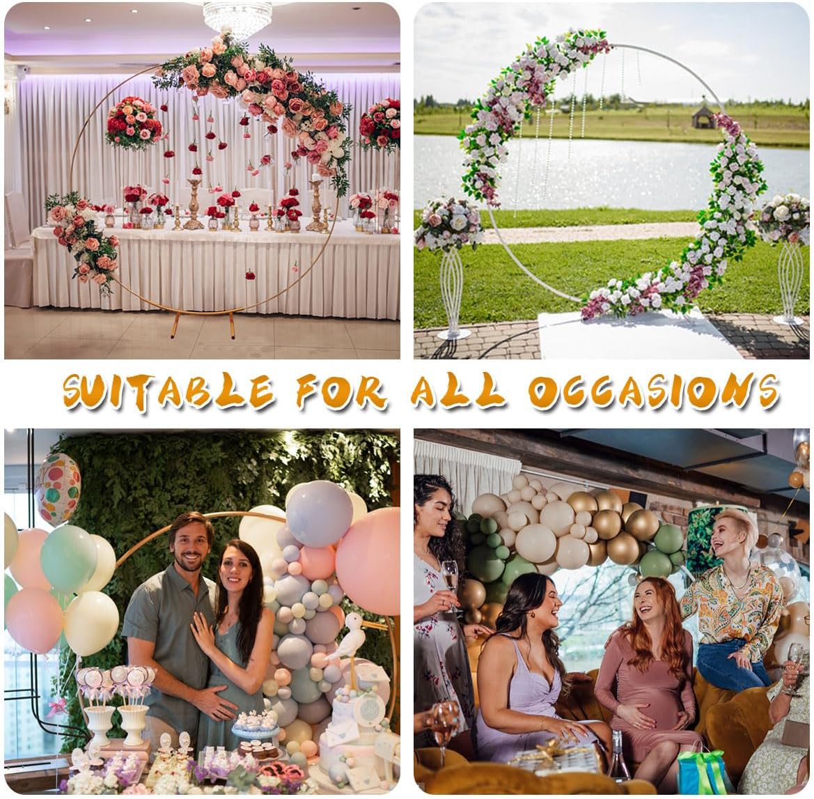 Round Backdrop Stand Circle Arch, 6.5ft Golden Metal Balloon Arch Kit for Party Decoration Wedding