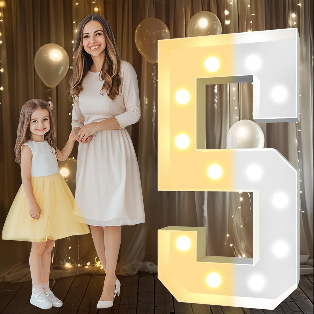 Pooqla 4 FT Light Up Marquee Numbers, LED Large Lighted Marquee Numbers, Giant Mosaic Light Up
