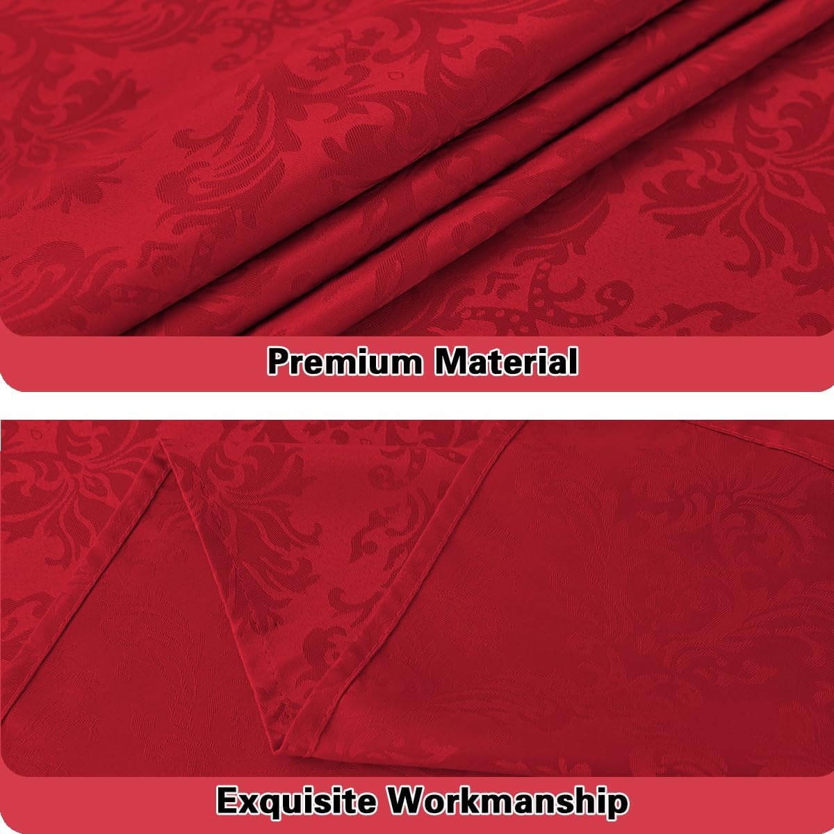 Jacquard Christmas Tablecloth Rectangle 52 x 70 Inch, Waterproof Wrinkle Free Floral Damask Table