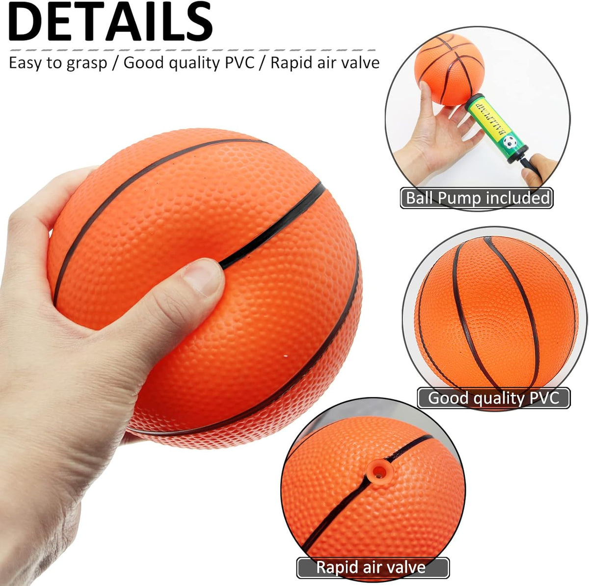 40Pcs 5" Inch Mini Basketball Balls Bulk Small Basketball Set with Pump, PVC Small Basketball for