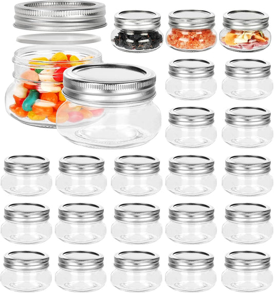 BETROME 4 oz Mason Jars, 24 Pack 120ml Glass Canning Jars with Regular Mouth Lids, Glass Jars