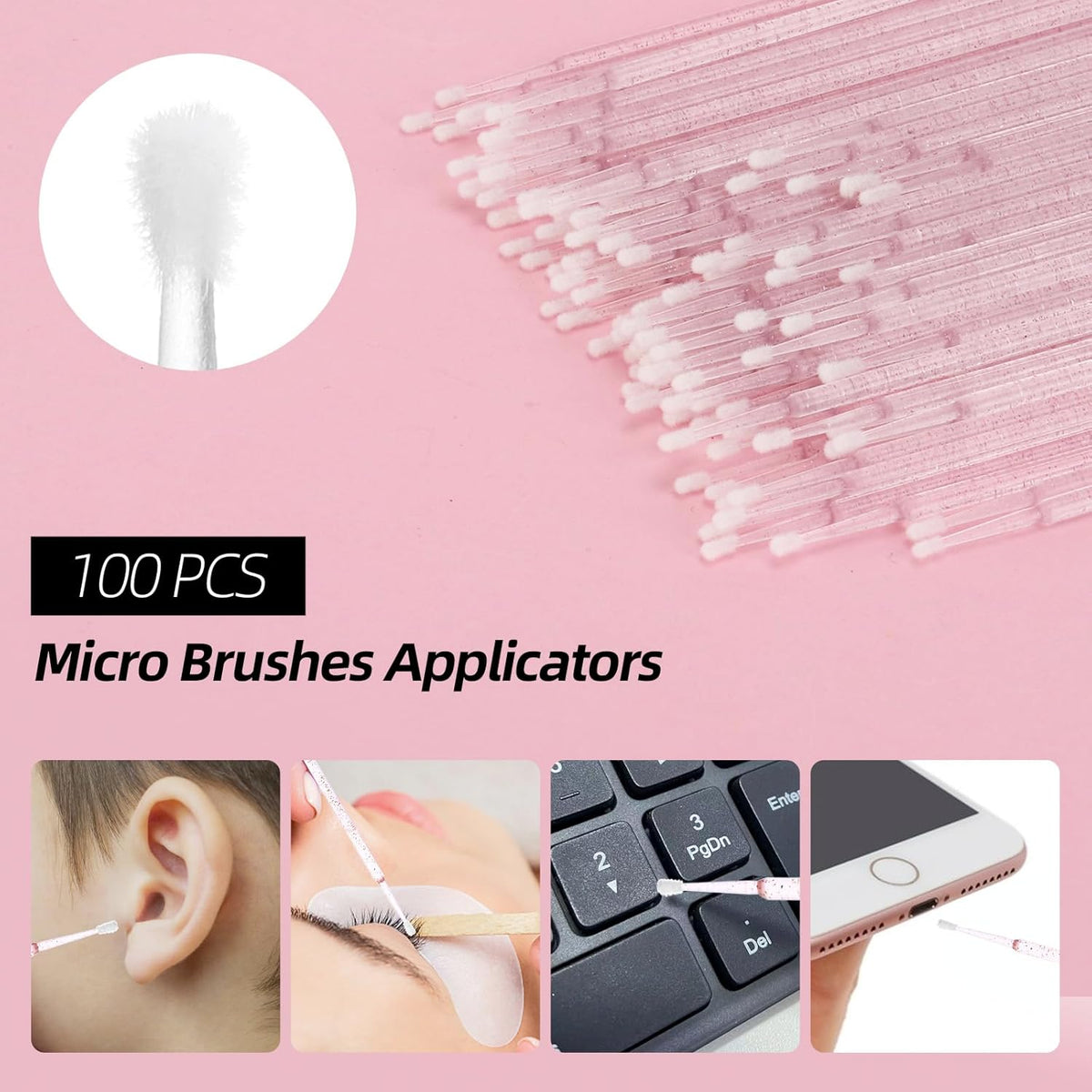 300 Pcs Spoolies Mascara Wands and Lip Brushes and Micro Swabs Applicator Disposable Eyelash