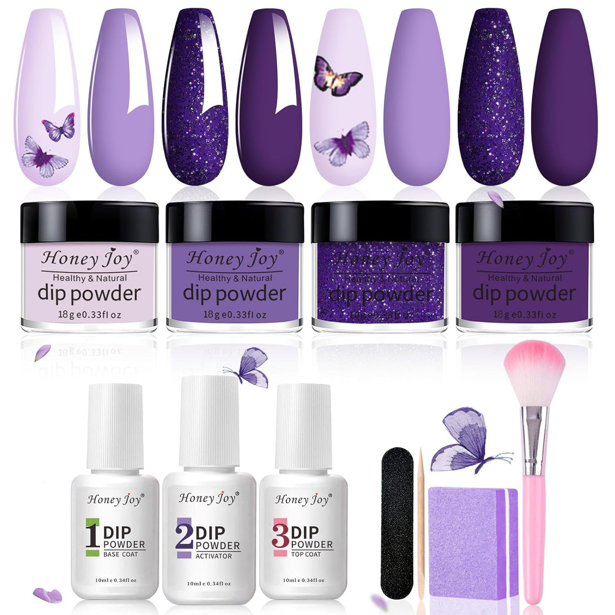 Dip Powder Nail Kit for 4 Colors System Starter Kit Acrylic Dipping System,4 PCS Dipping Powder,4
