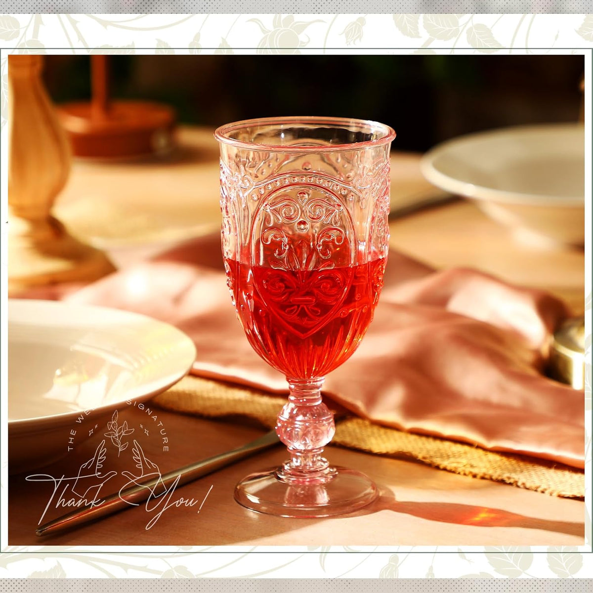 18 Pack Plastic Goblets 10oz Upgrade Vintage Water Goblet Plastic Wine Glasses Colored Retro