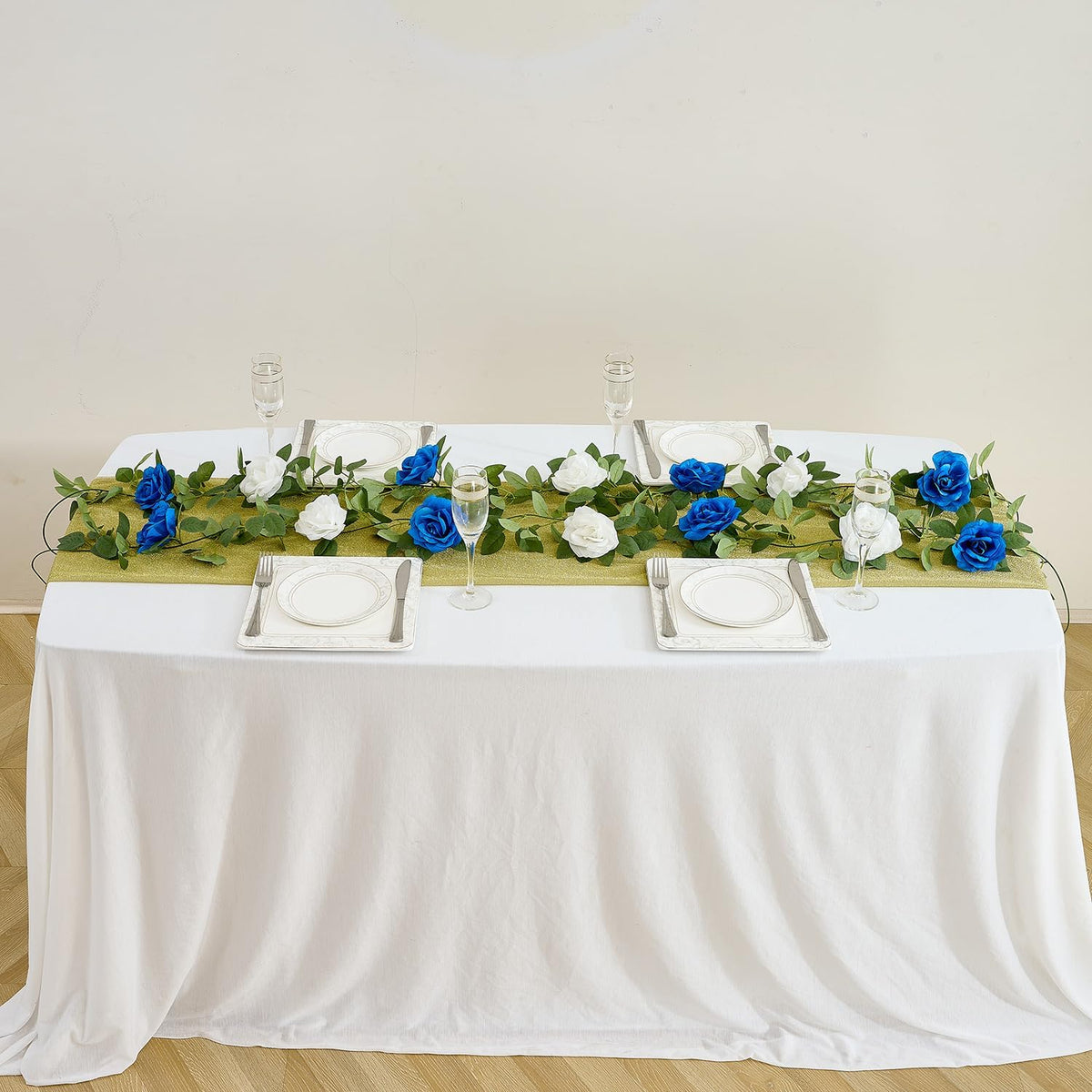 Royal Blue Artificial Rose Garlands Rose Vines Leaves Banners Hanging Floral Garland Fake Rose