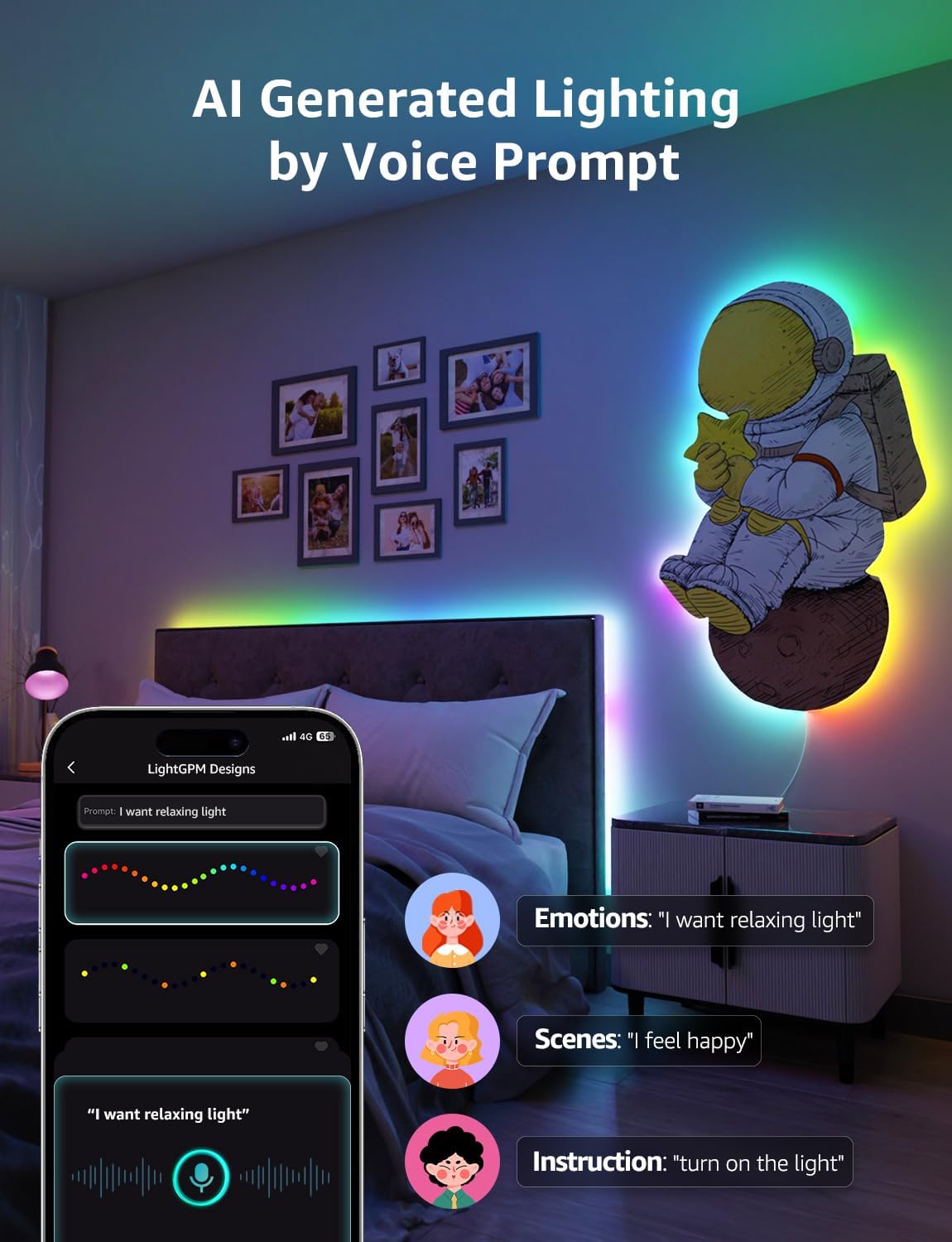 Lepro S1 AI LED Strip Lights for Bedroom - 100ft(2 Rolls of 50ft) Smart RGB Light Strips with IC
