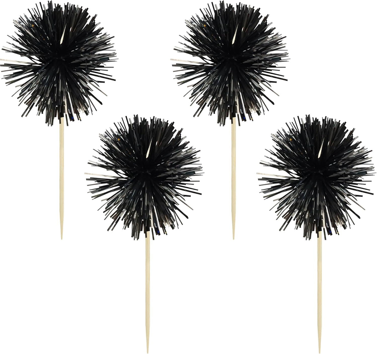 Gyufise 30Pcs Foil Firework Cupcake Toppers Sparkle Tinsel Cake Toppers Tinsel Drink Cake