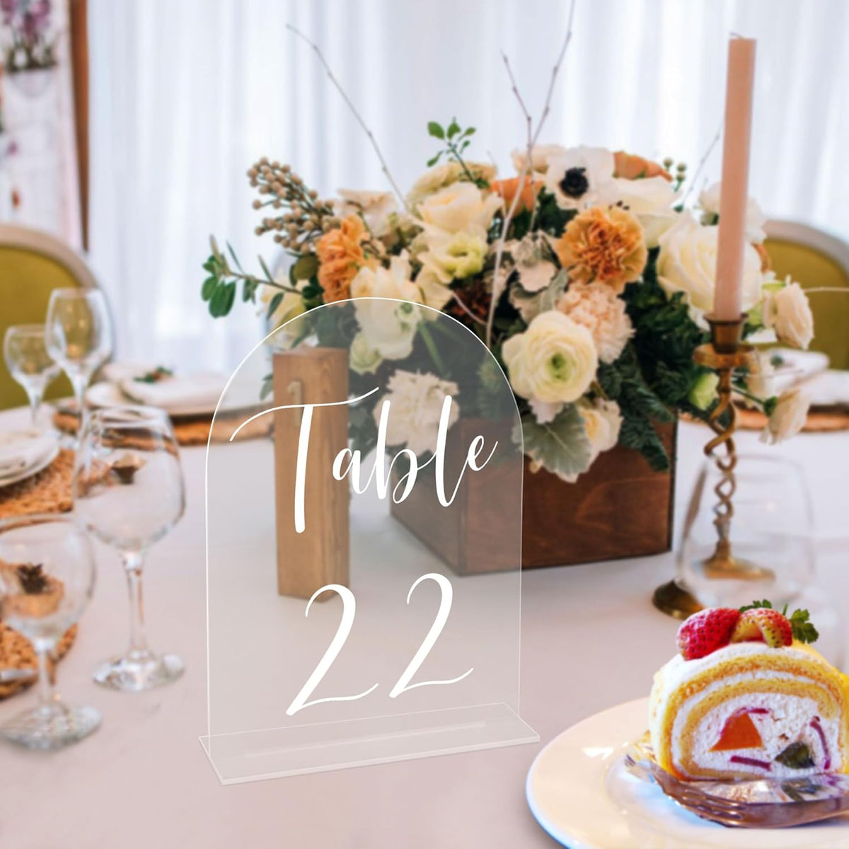 JOYIT Arch Wedding Table Numbers 1-10 with Stands – 5" X 7" Acrylic Table Signs with Clear