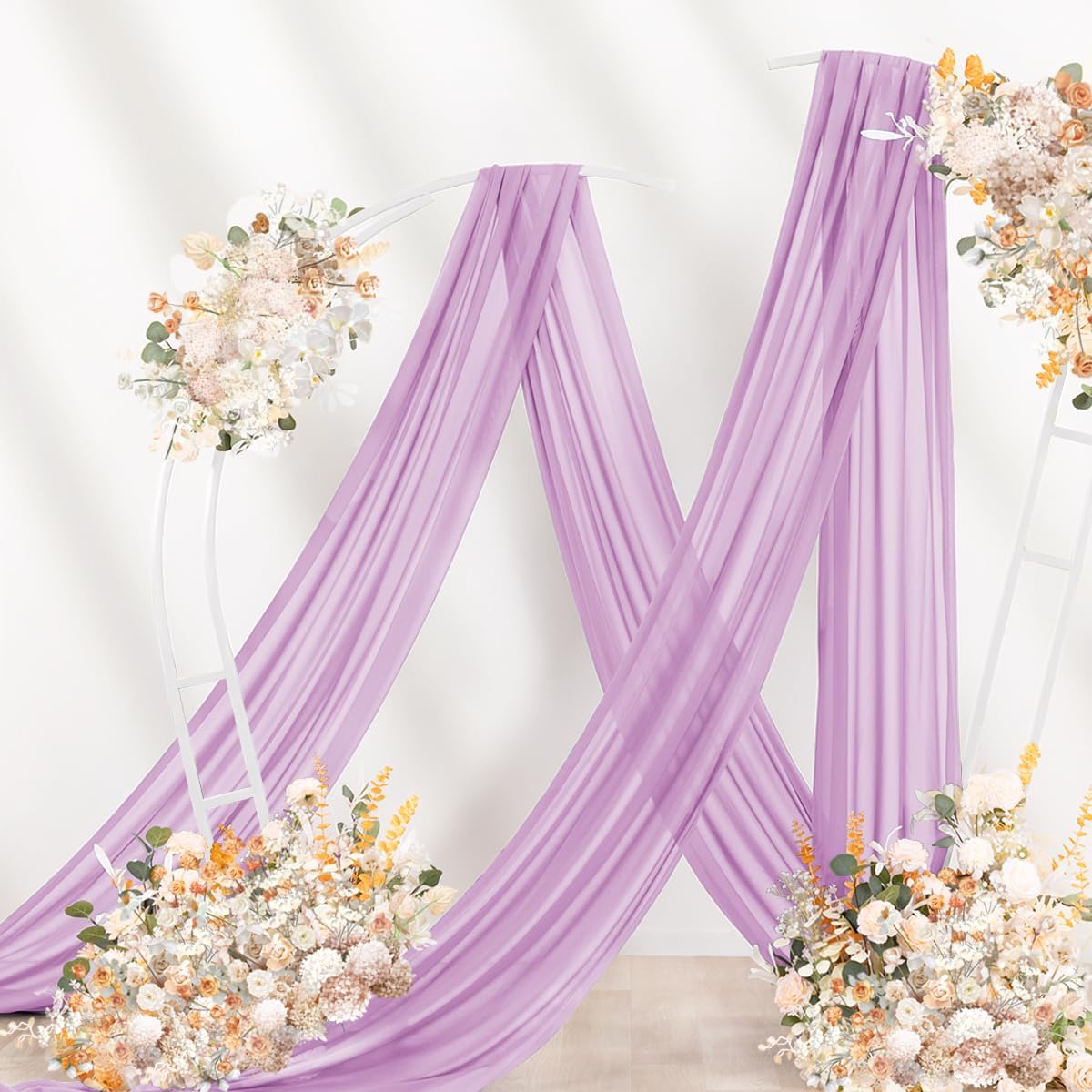 Lilac Purple Wedding Arch Draping Fabric 2 Panels 29" x 20 FT Wedding Drapes for Backdrop Sheer
