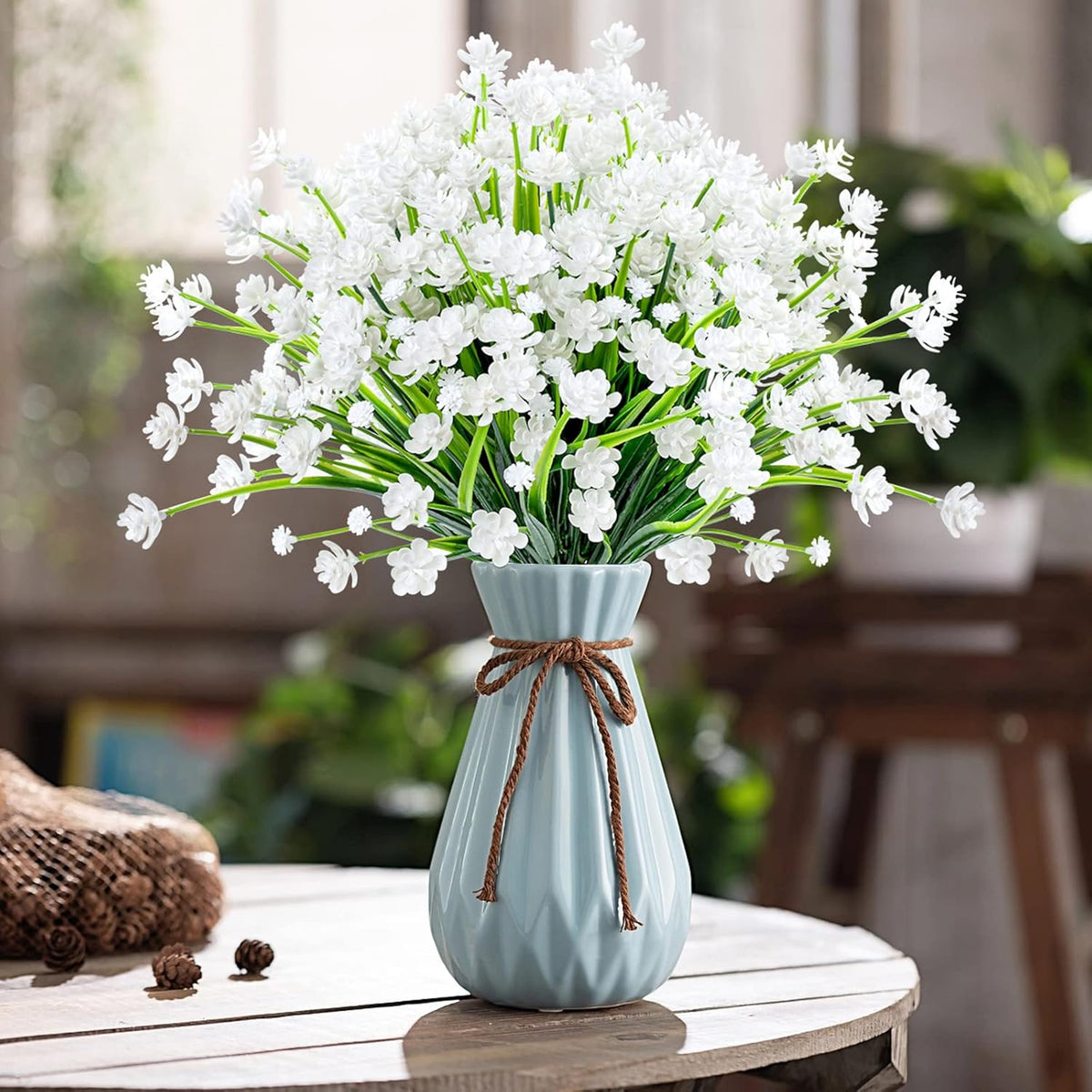 AmyHomie 20 Bundles Artificial Flowers for Outdoor Outside Spring Summer Decoration UV Resistant