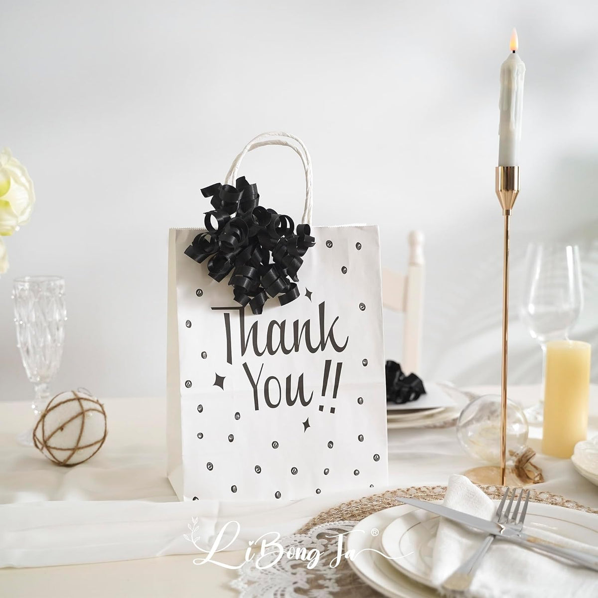 5 Inch Black Bows Curly Ribbon Bows for Gift Wrapping, Satin Bows with Double-Sided Tape, Self