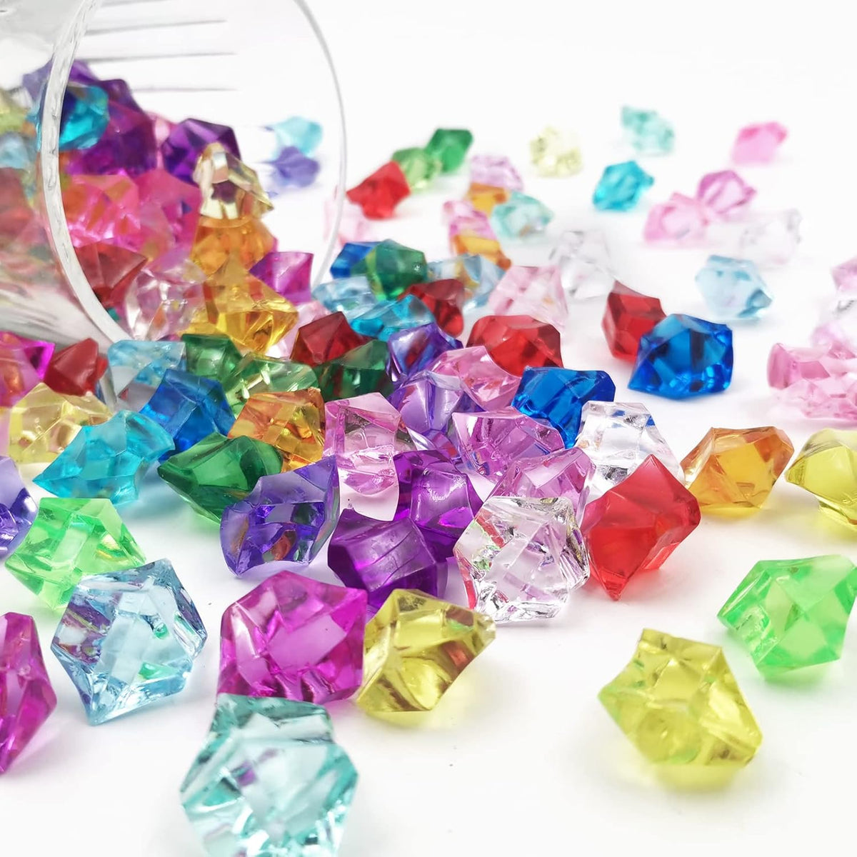 Fake Crushed Ice Cubes, Vase Fillers, 150 pcs 16 * 22 mm Artificial Acrylic Crystal Rocks Diamonds